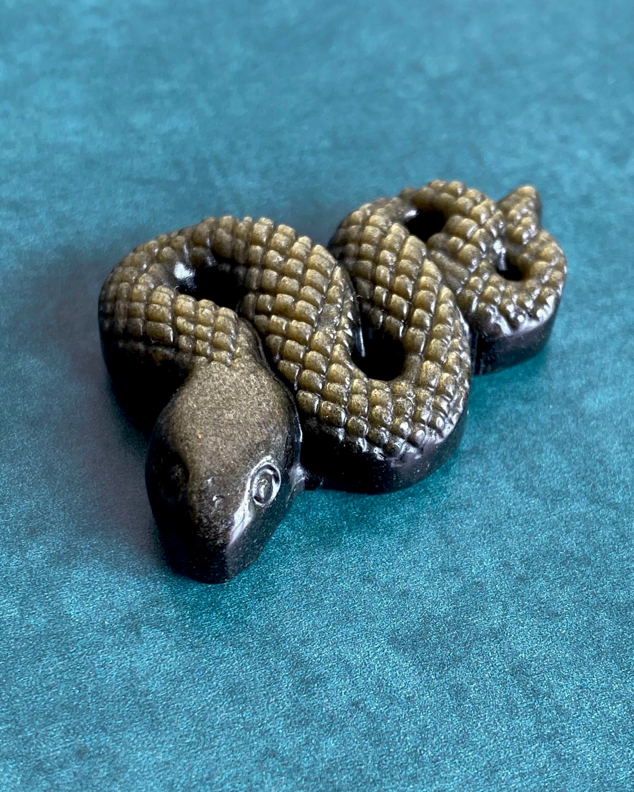 • SNAKE • hand carved gold sheen obsidian