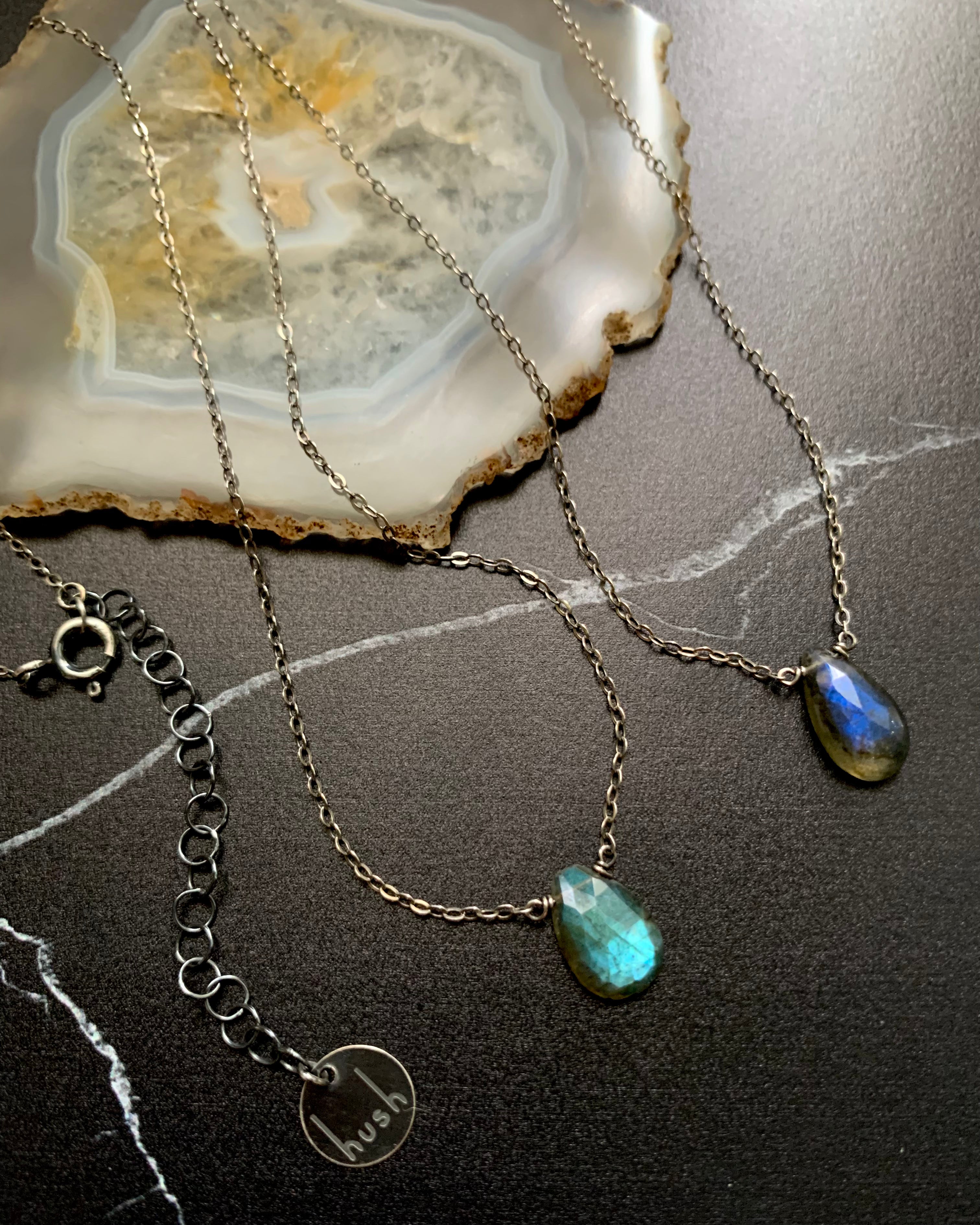 •STRAY• small organic labradorite + silver necklace (various lengths)