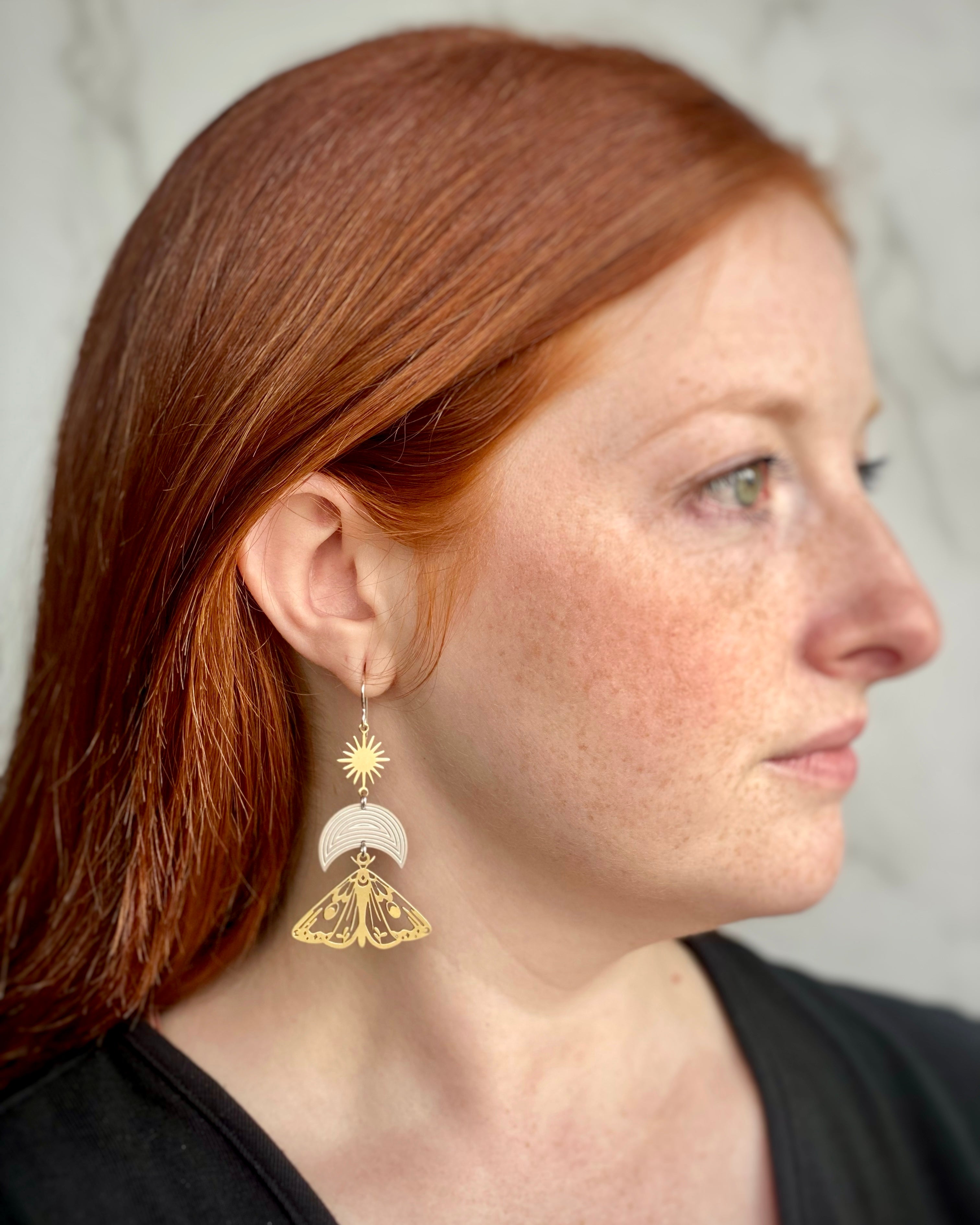 •MARIPOSA LUNA SOL• mixed metal dangle earrings