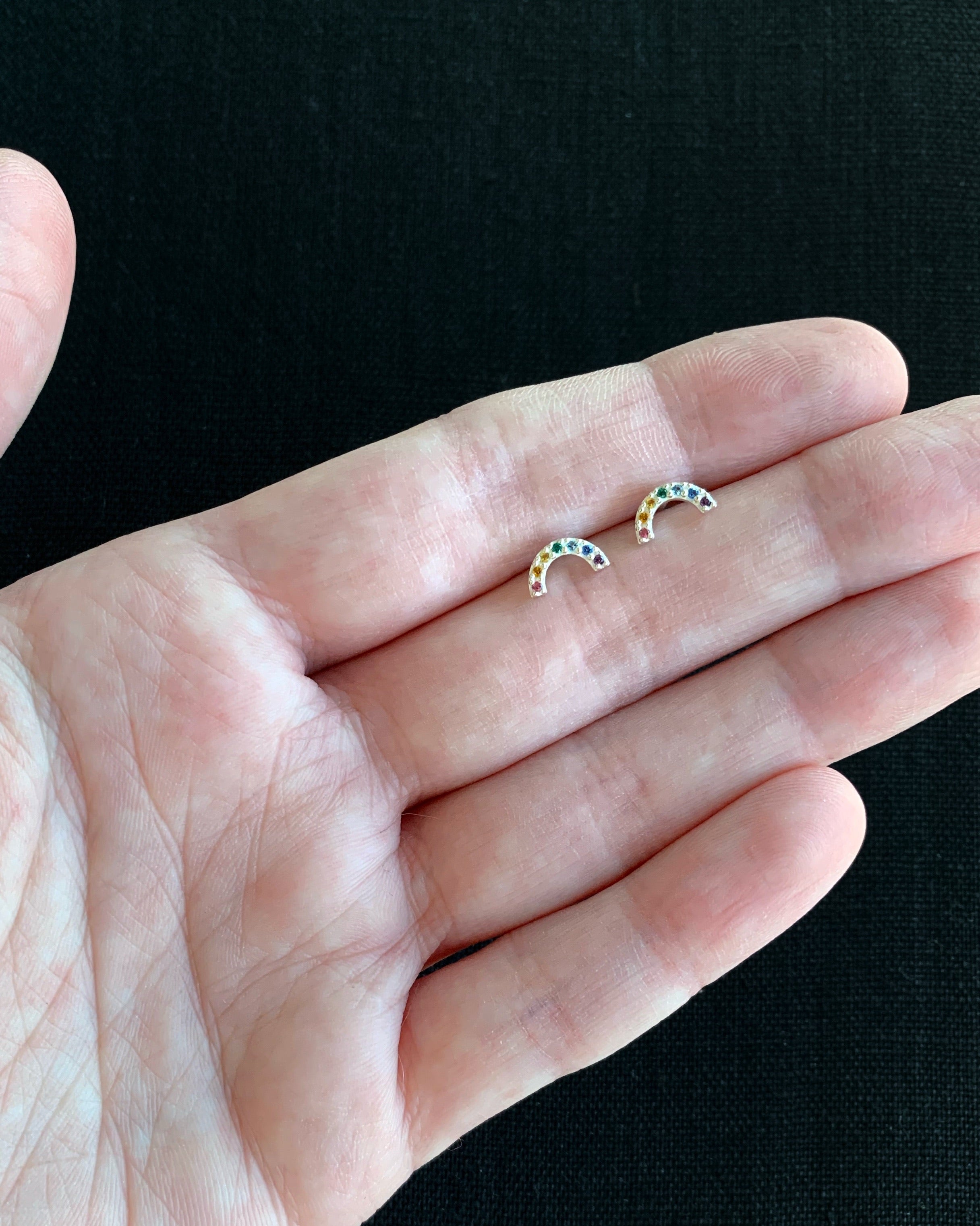 •CRYSTAL RAINBOW• recycled silver stud earrings