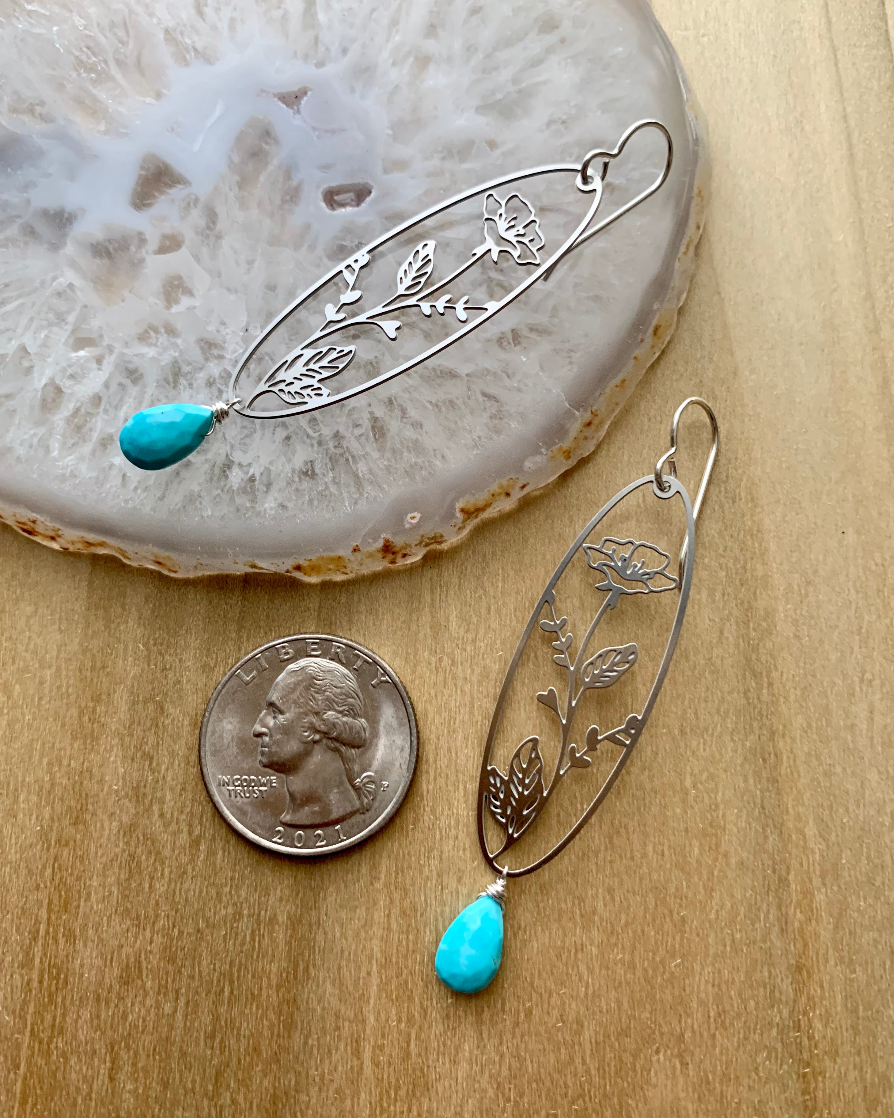 • ANEMONE • turquoise + silver mixed metal dangle earrings