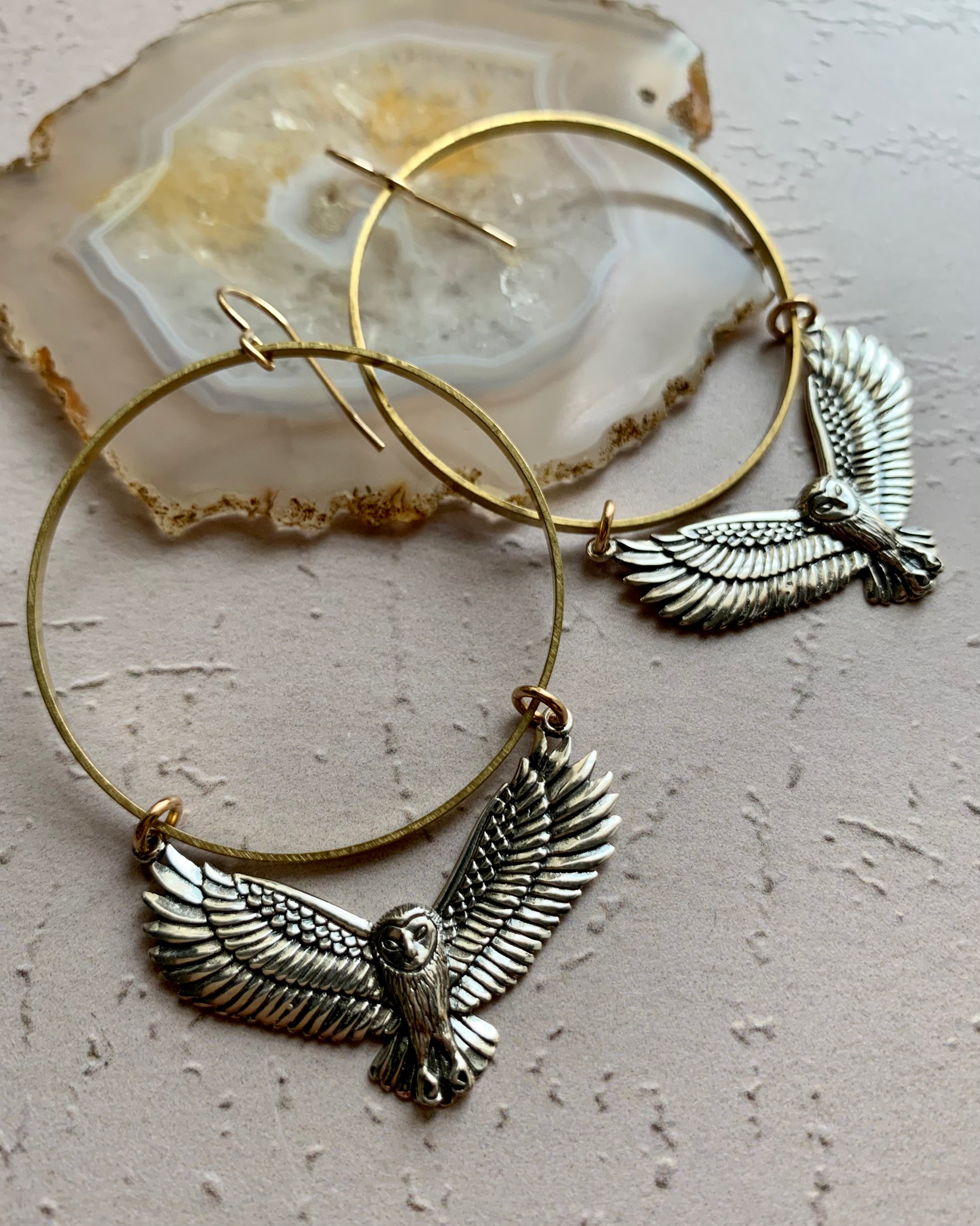 •NIGHT FLIGHT• mixed metal hoop earrings