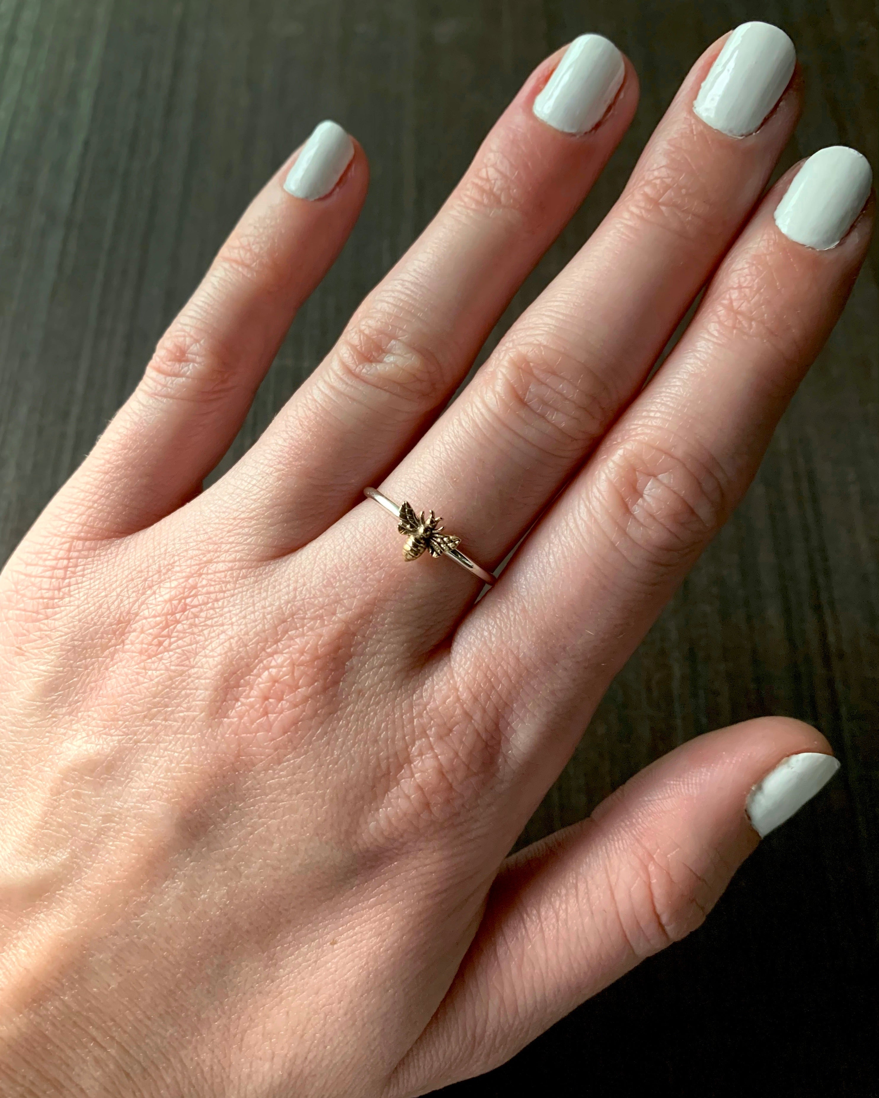•TINY BEE• recycled silver + bronze ring