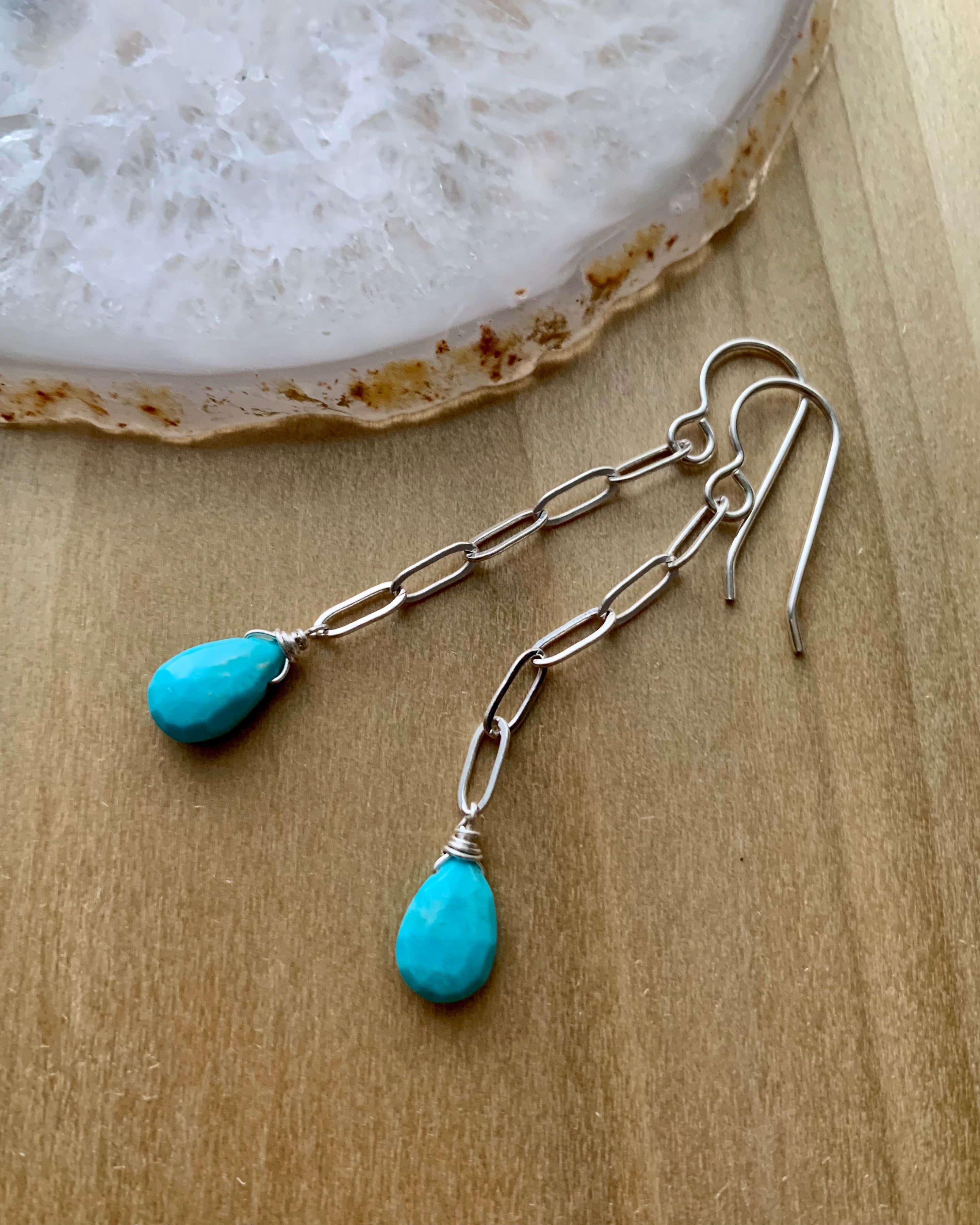 • LINKED • turquoise + silver dangle earrings