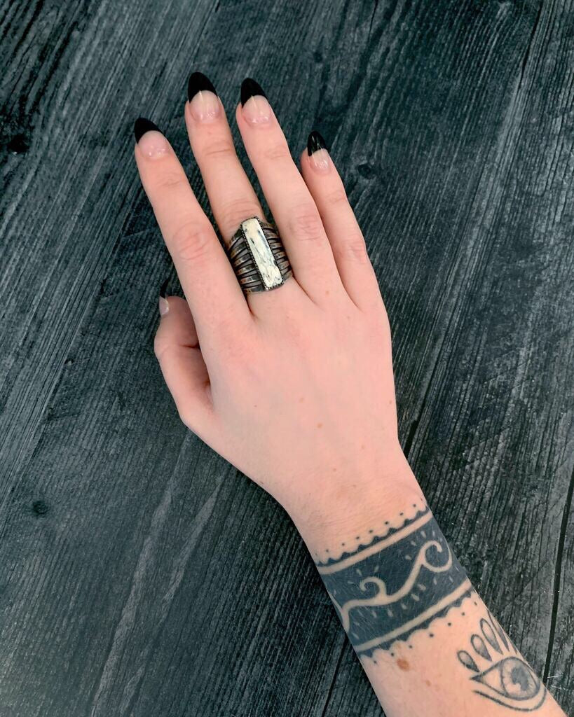 • PILLAR • white buffalo turquoise + silver ring