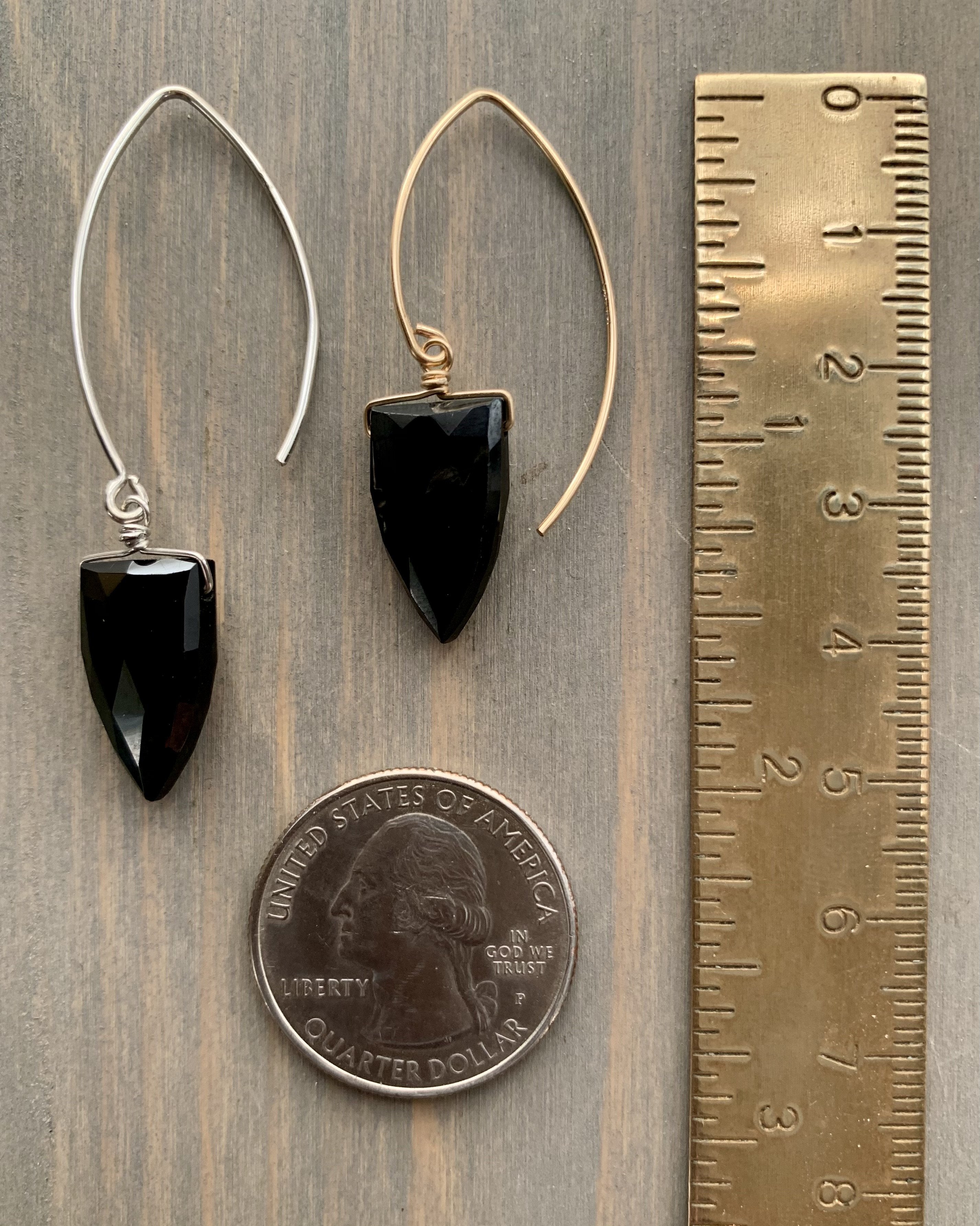 • STRAY - SPEARS • spinel simple silver or gold dangle earrings
