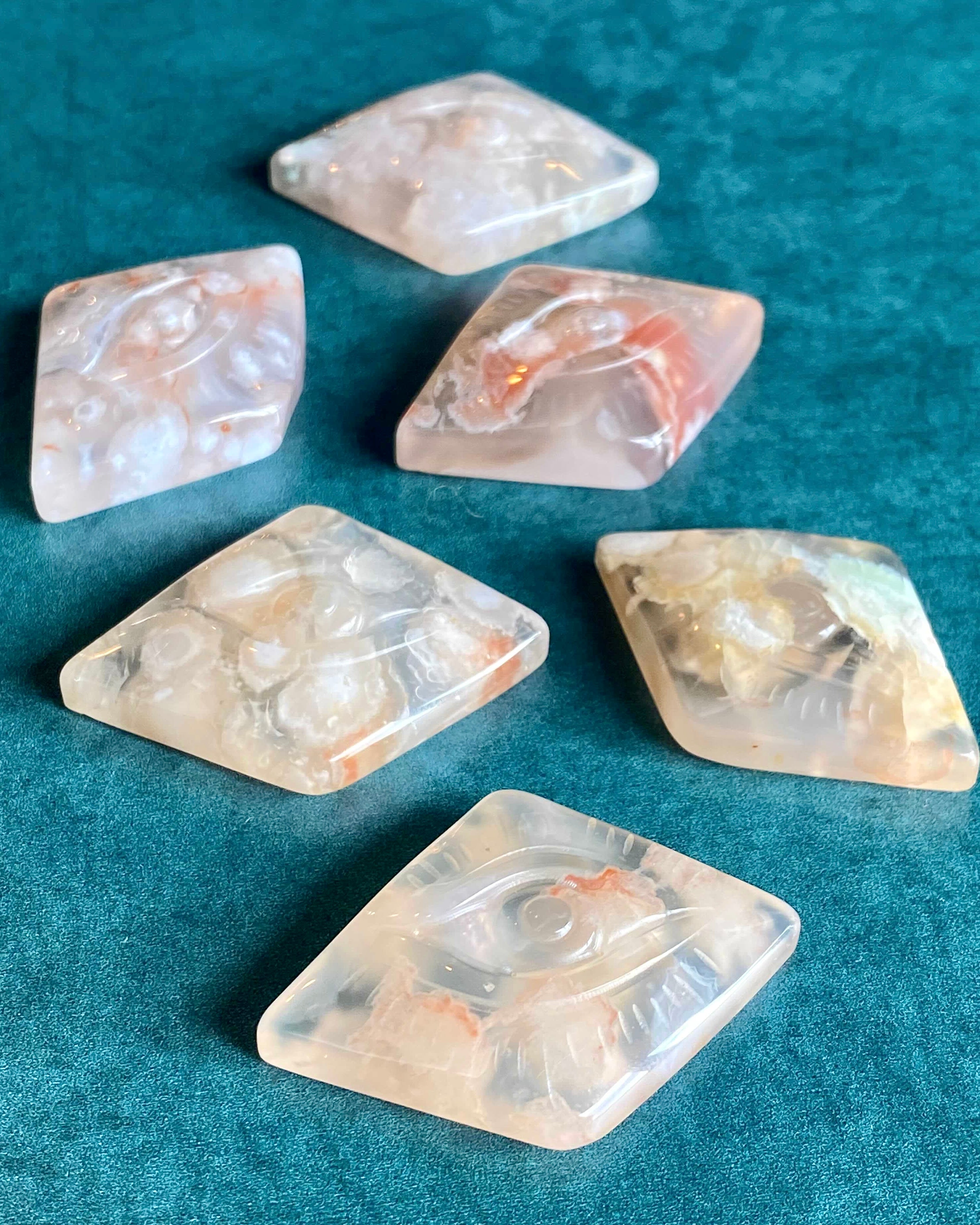 • PROTECTIVE EYE • hand carved flower agate