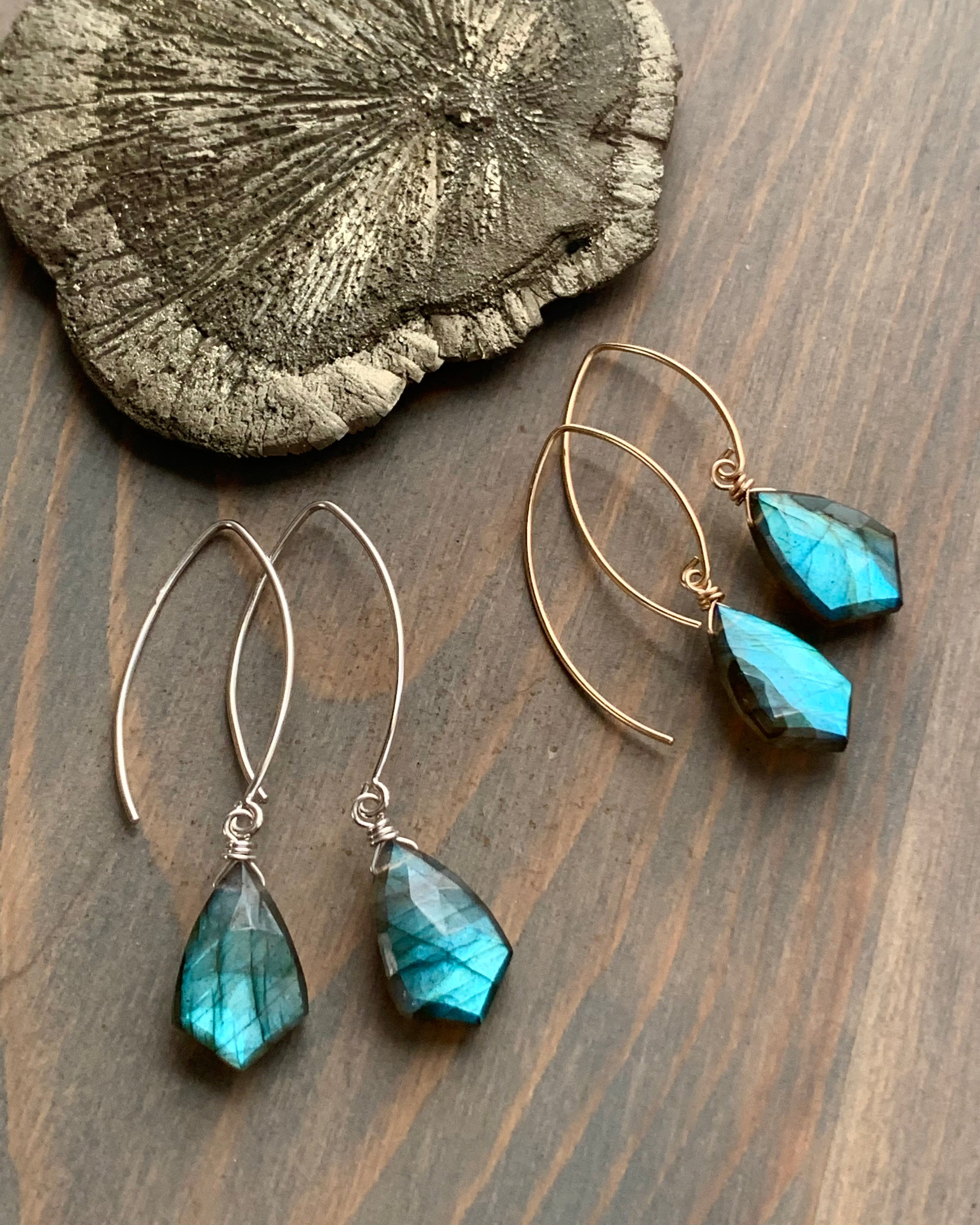 • STRAY - KITES • labradorite simple silver or gold earrings