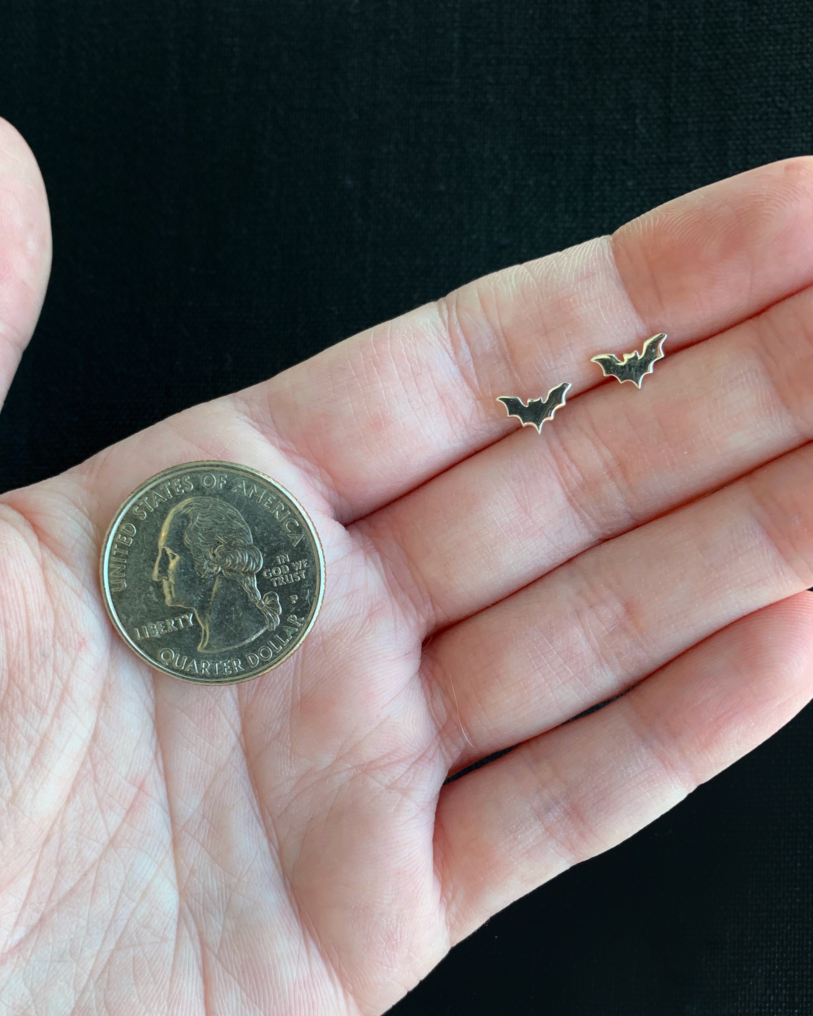 •SMALL FLAT BAT• recycled silver stud earrings