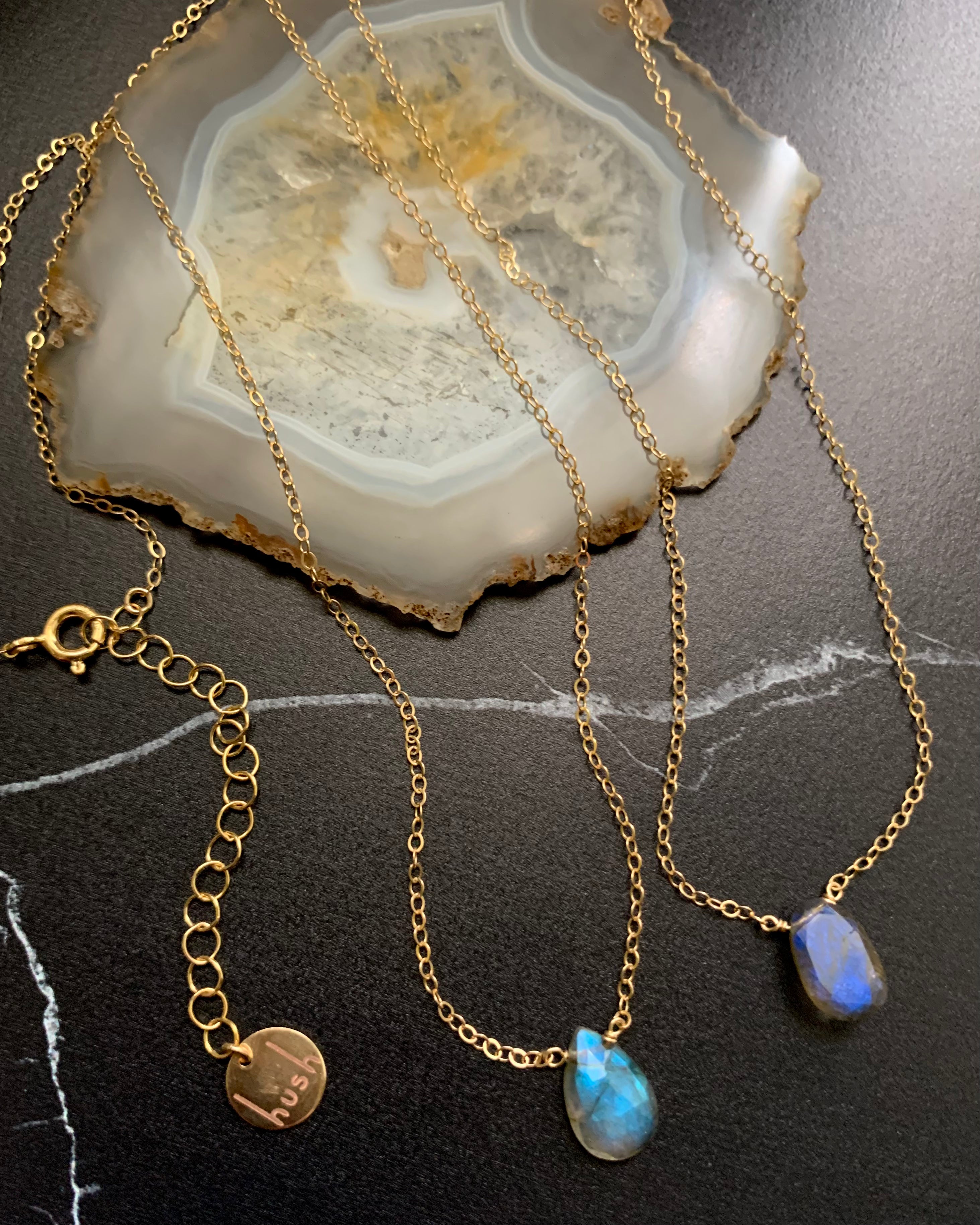 •STRAY• small organic labradorite + gold necklace (various lengths)