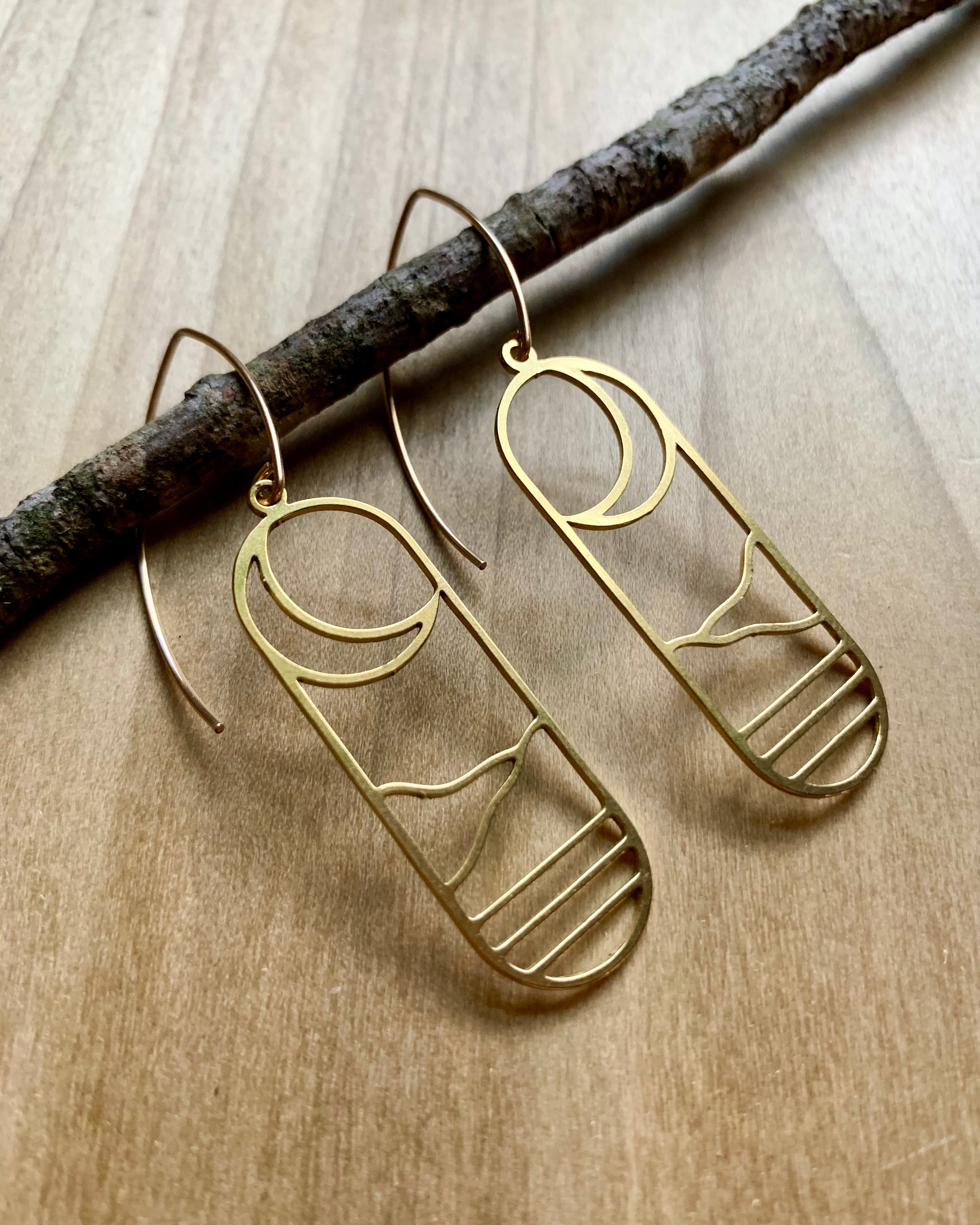•CRESCENT COVE•  gold mixed metal dangle earrings
