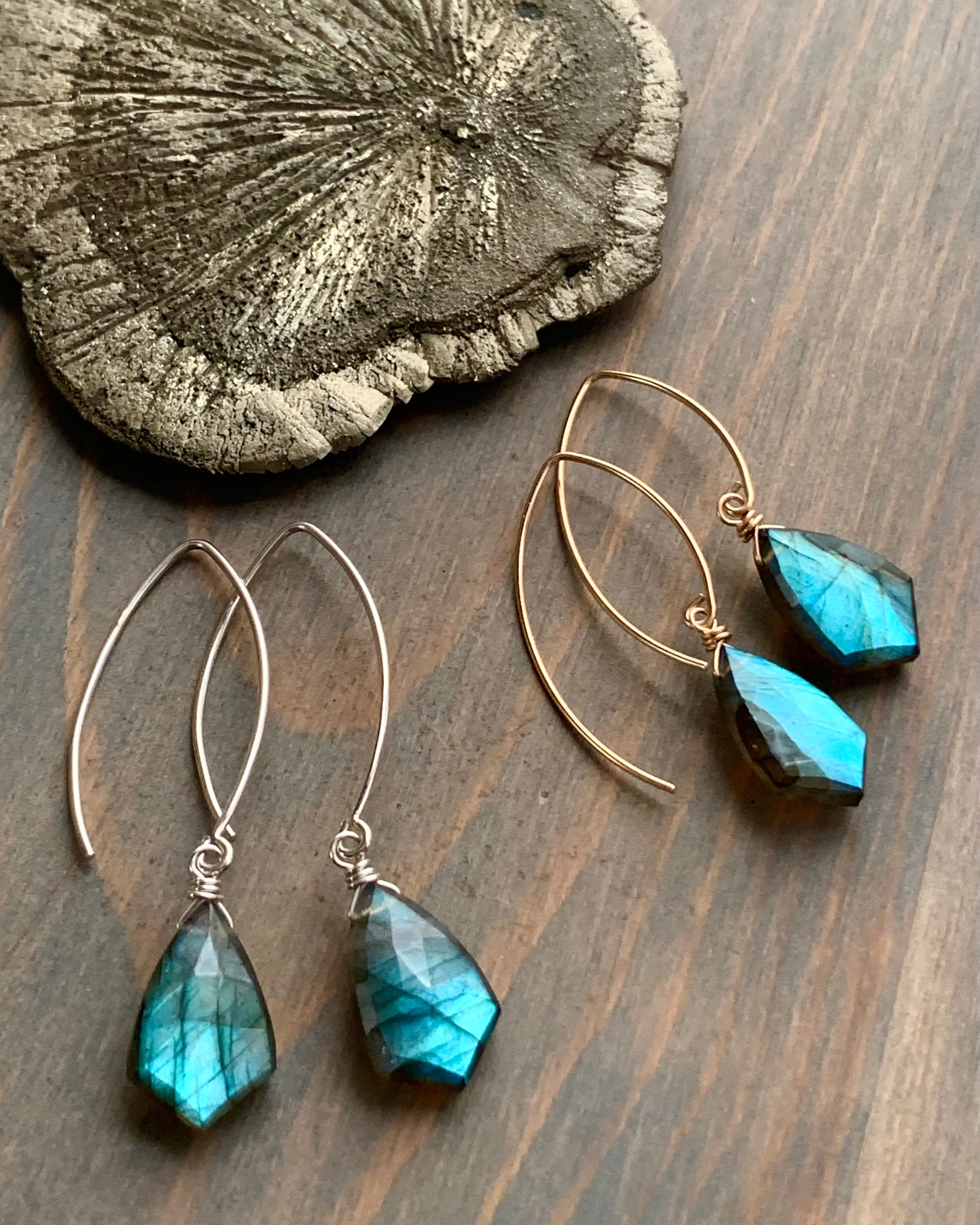 • STRAY - KITES • labradorite simple silver or gold earrings