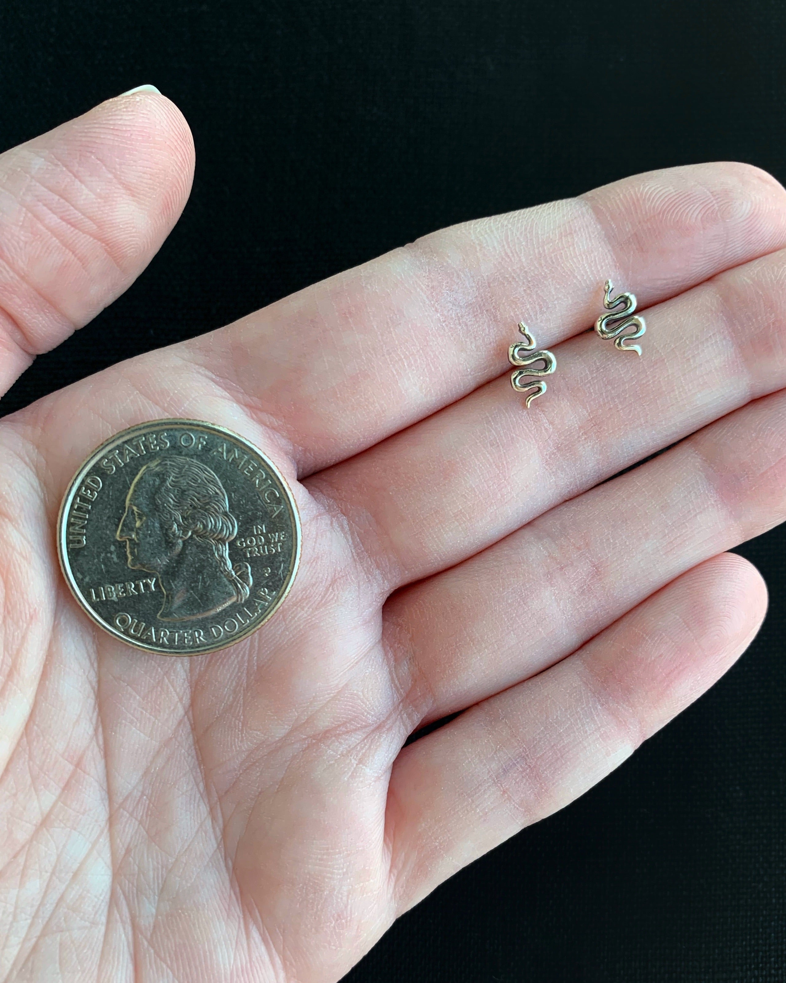 •SMALL SLITHERING SNAKE• recycled silver stud earrings