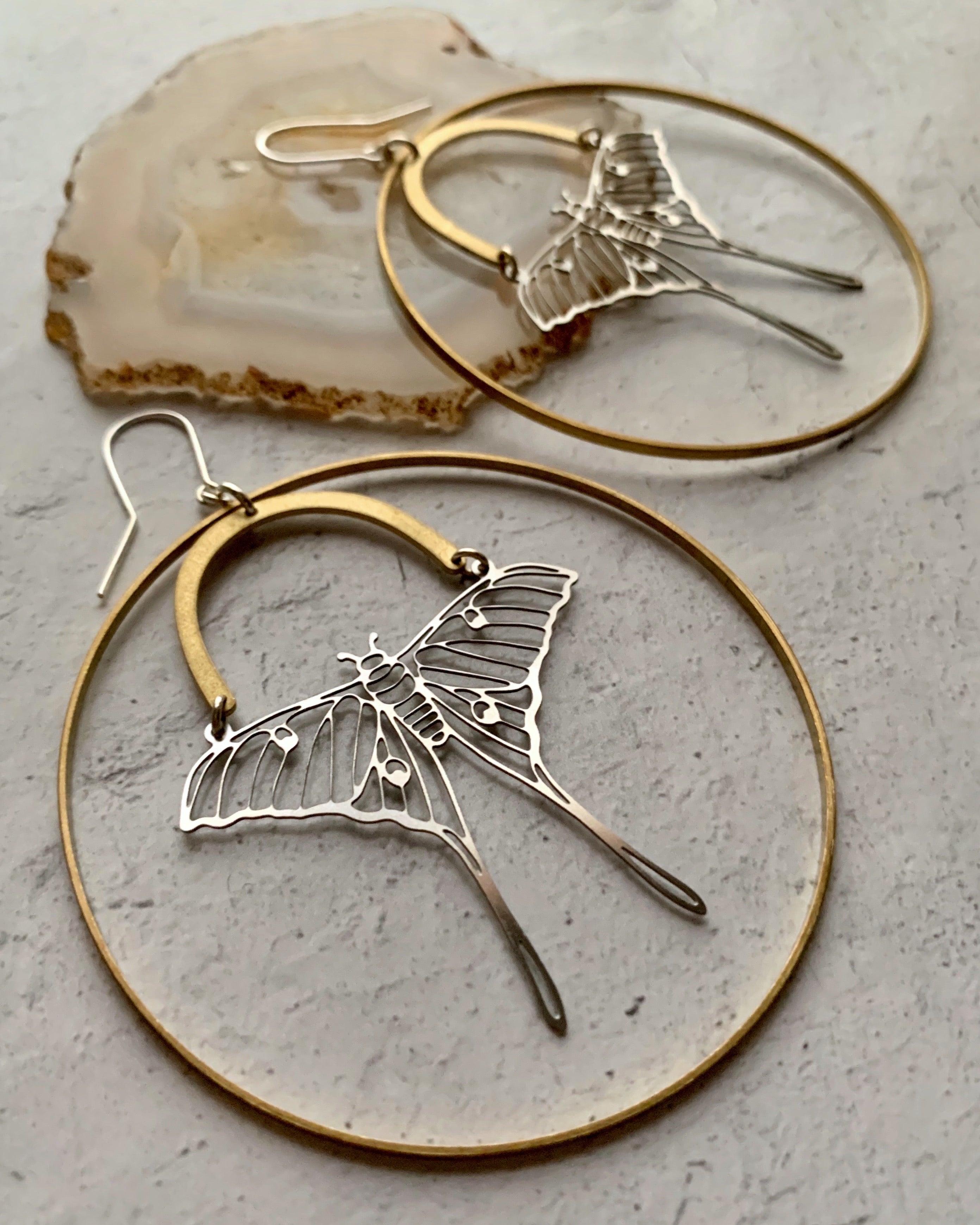 • RAINBOW ACTIAS • mixed metal large hoop earrings
