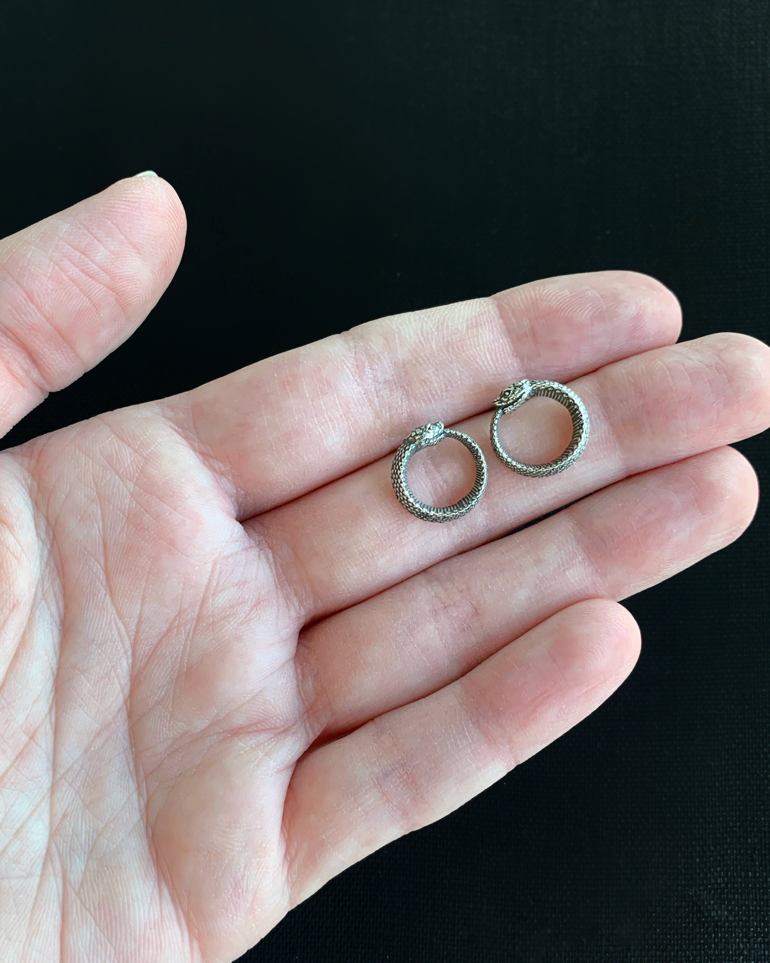 •OUROBOROS SNAKE• silver stud earrings