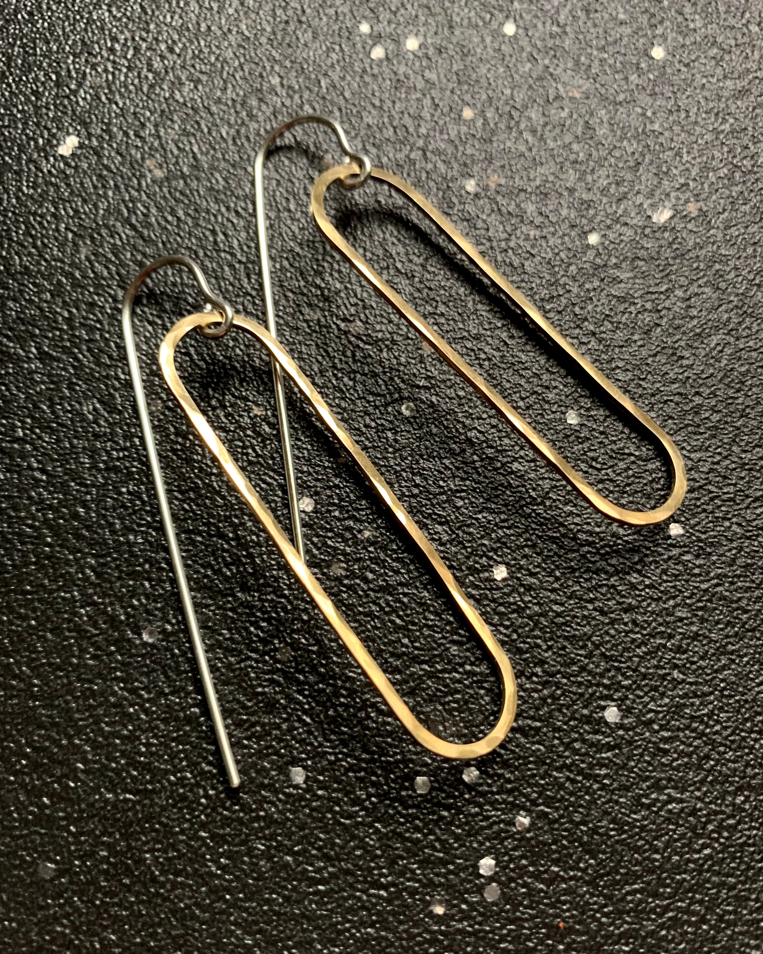 •GEO THREADER• mixed metal dangle earrings