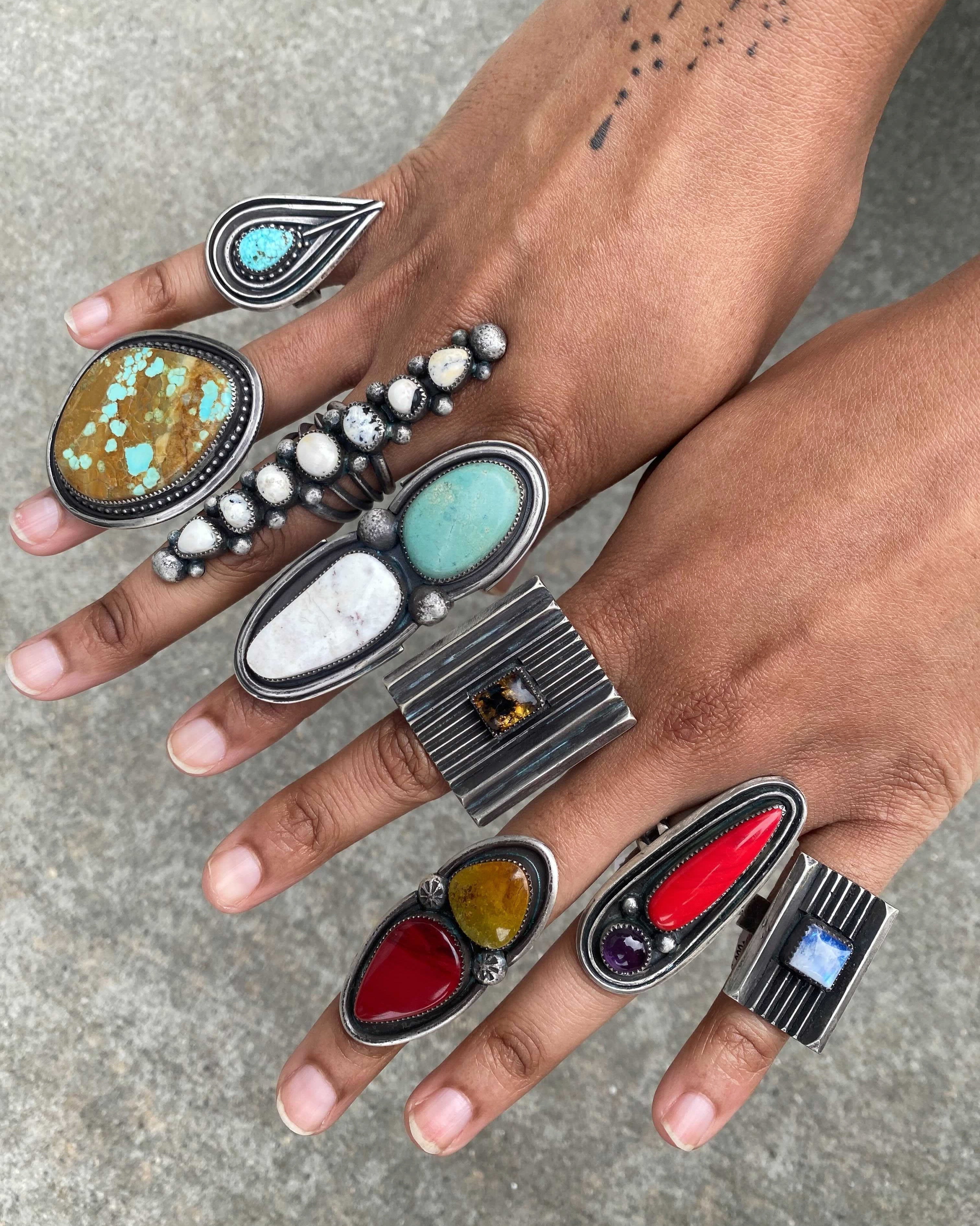 •TALISMAN• amber + silver ring (size 8)