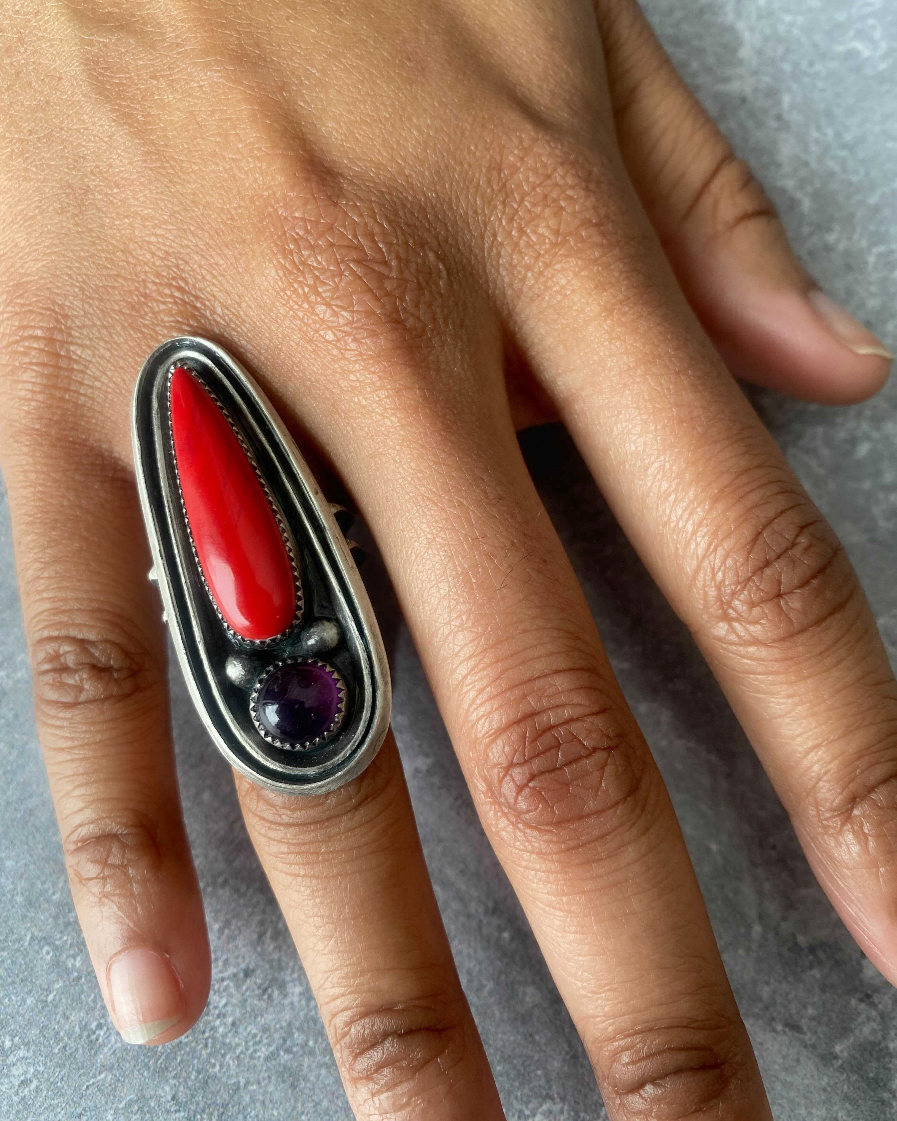 • FLAMEKEEPER • amethyst, rosarita + silver ring