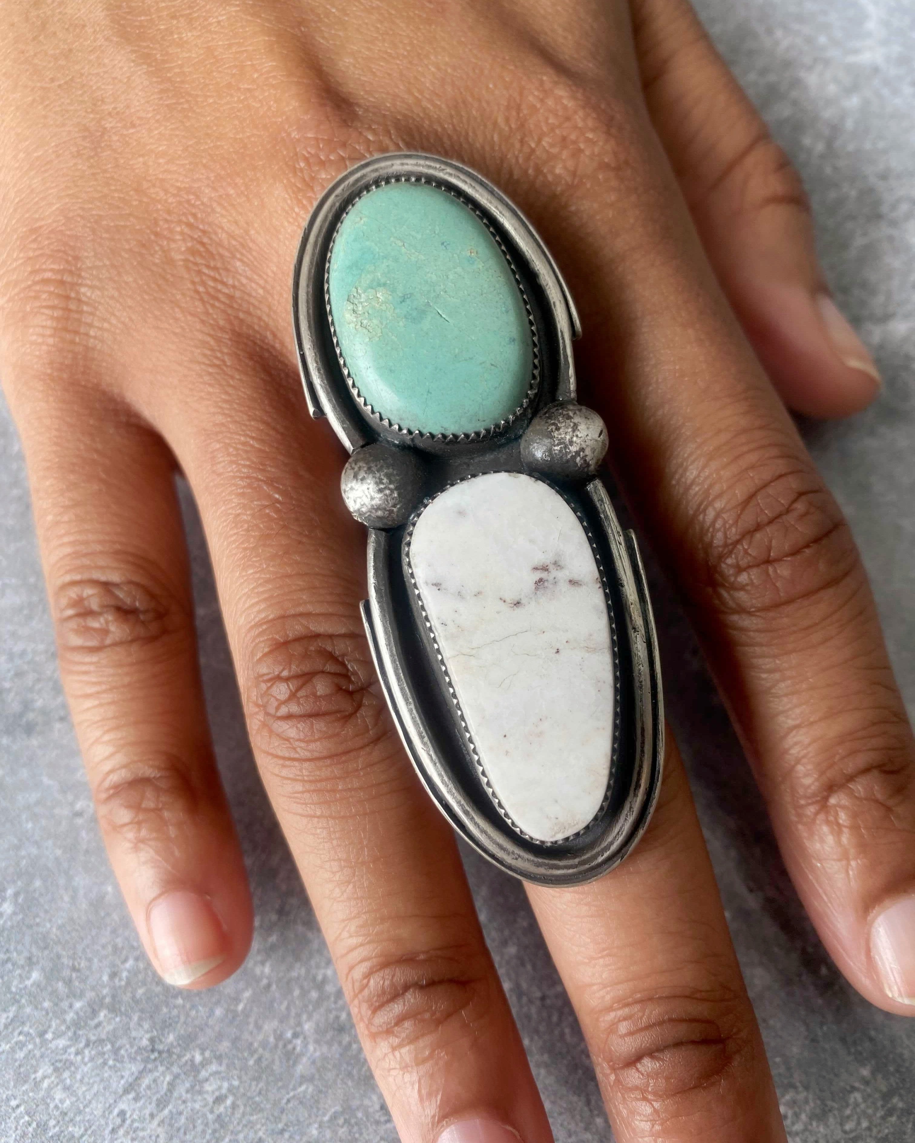 • GUARDIAN • turquoise, white buffalo + silver ring