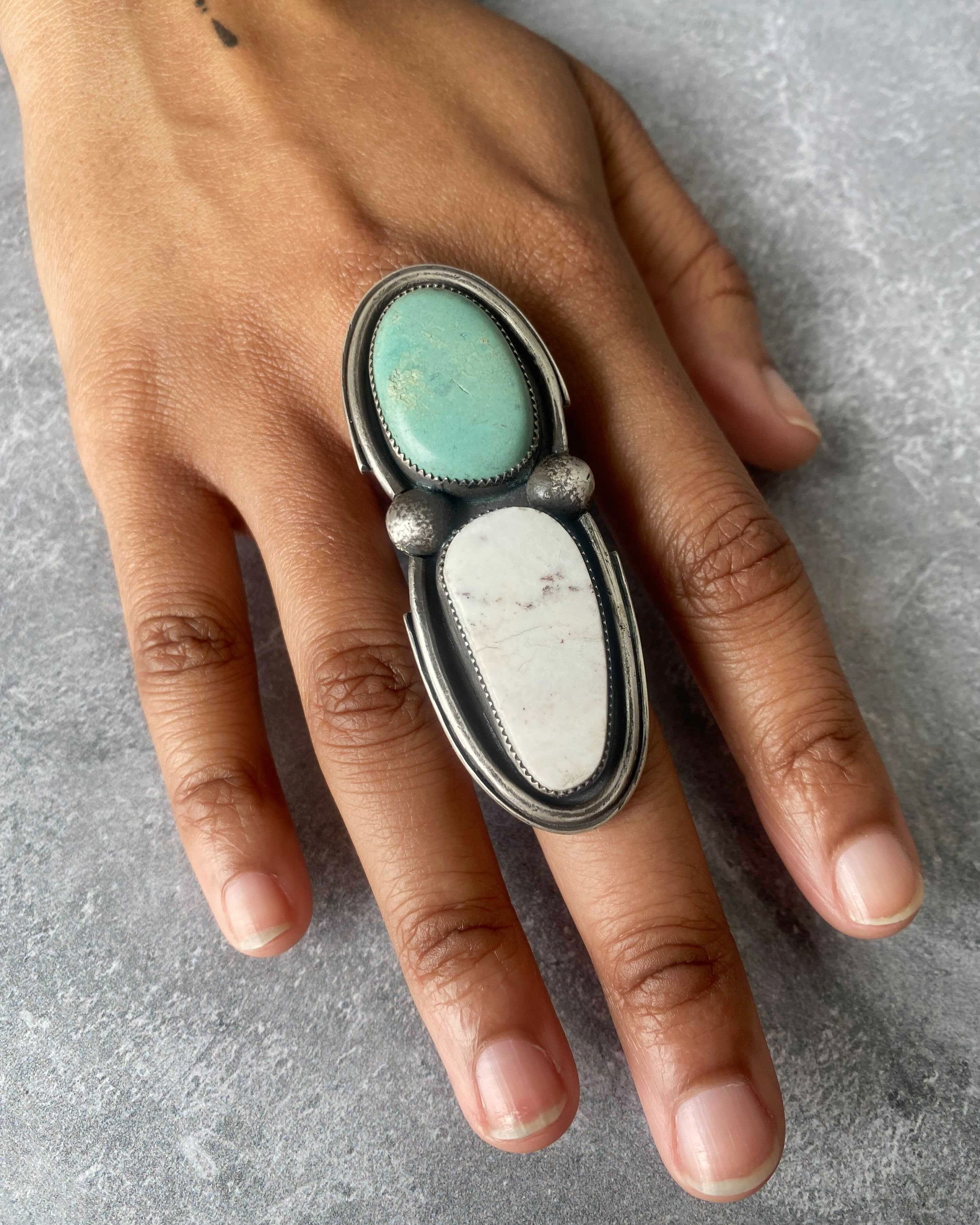• GUARDIAN • turquoise, white buffalo + silver ring
