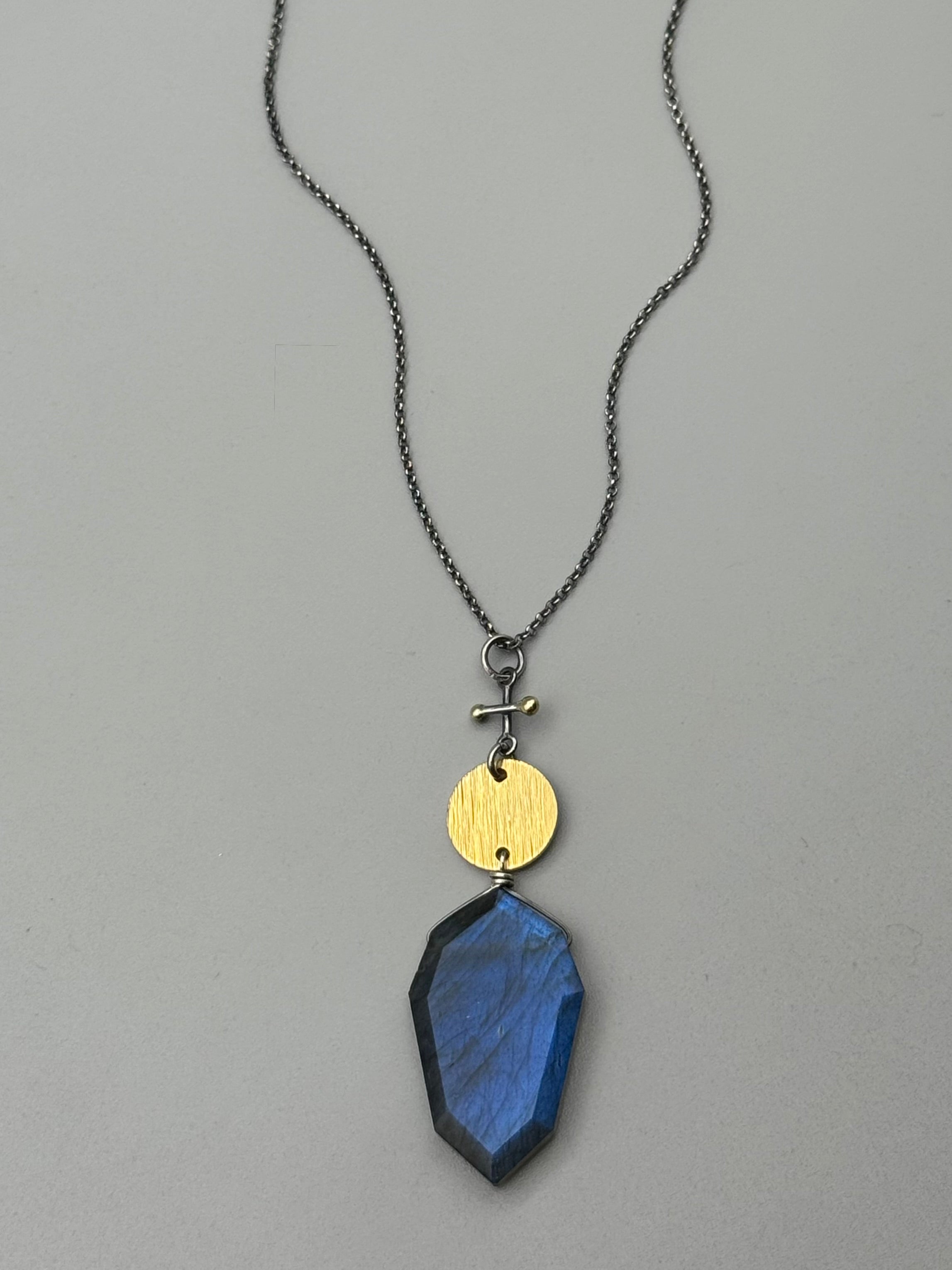 •INVOKE• labradorite + mixed metal necklace (16"-18" long)