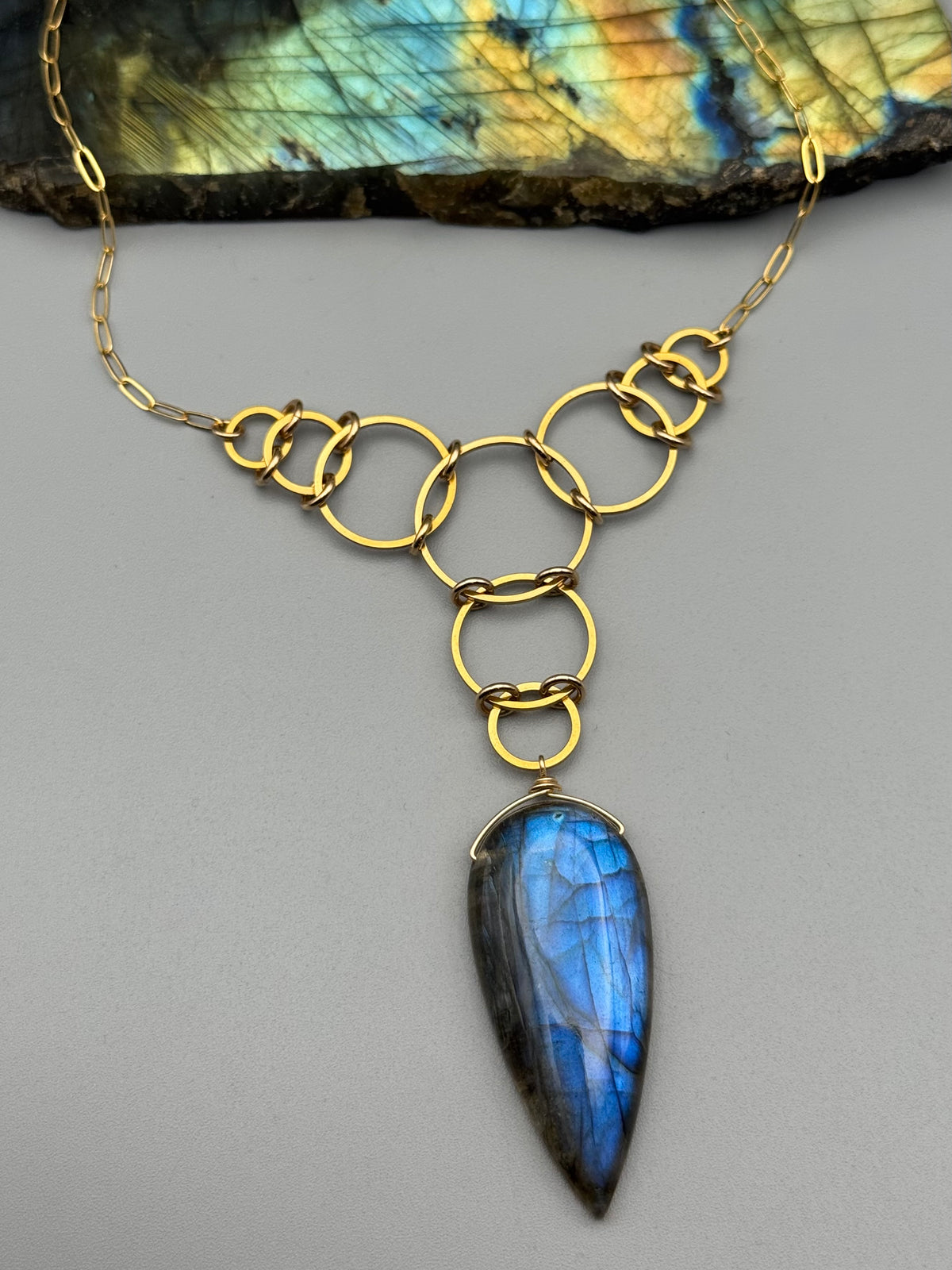 •EOWYN• labradorite spear tear + gold necklace (18"-20" long)