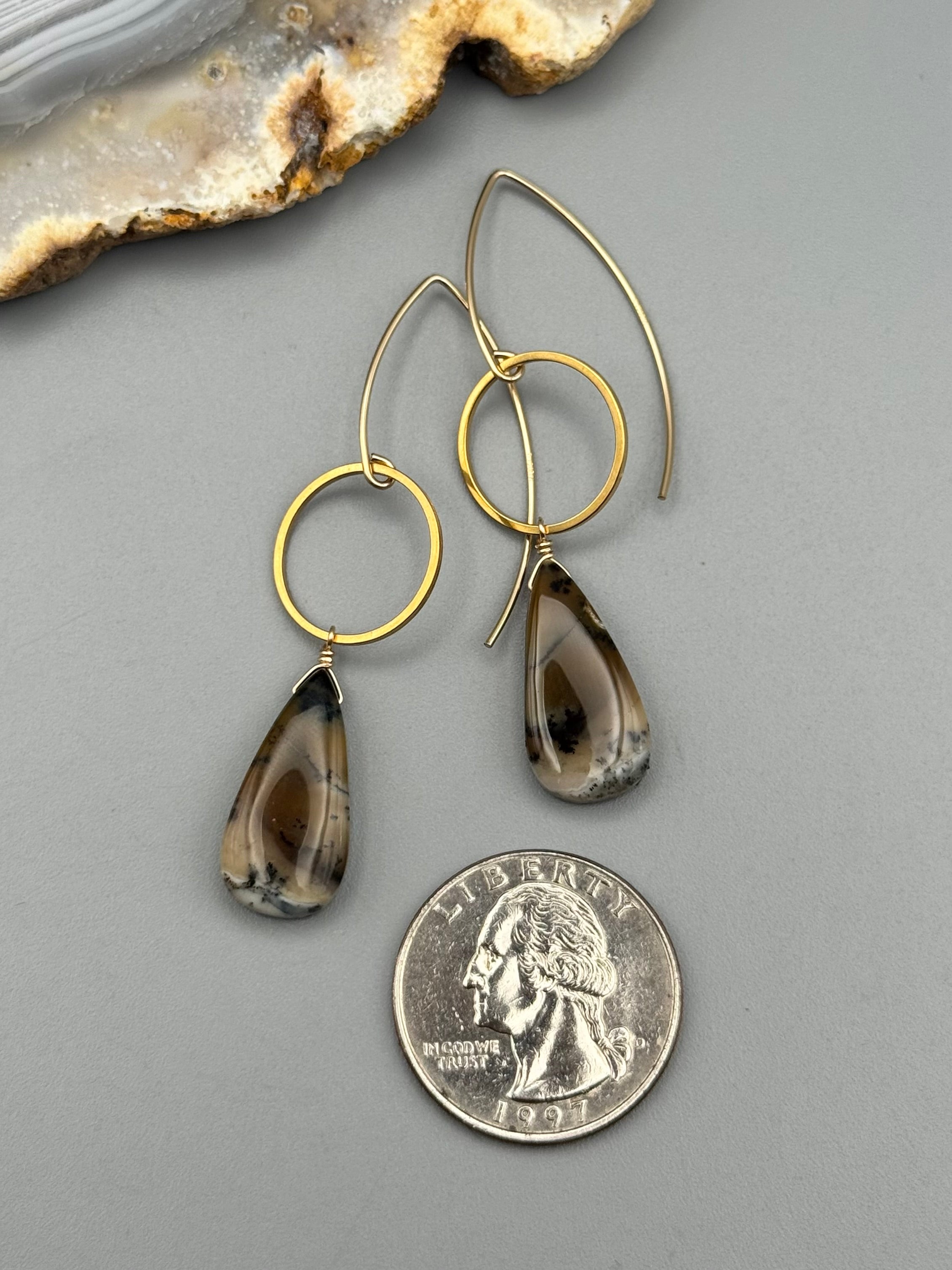 •LUNA• dendritic agate + gold earrings