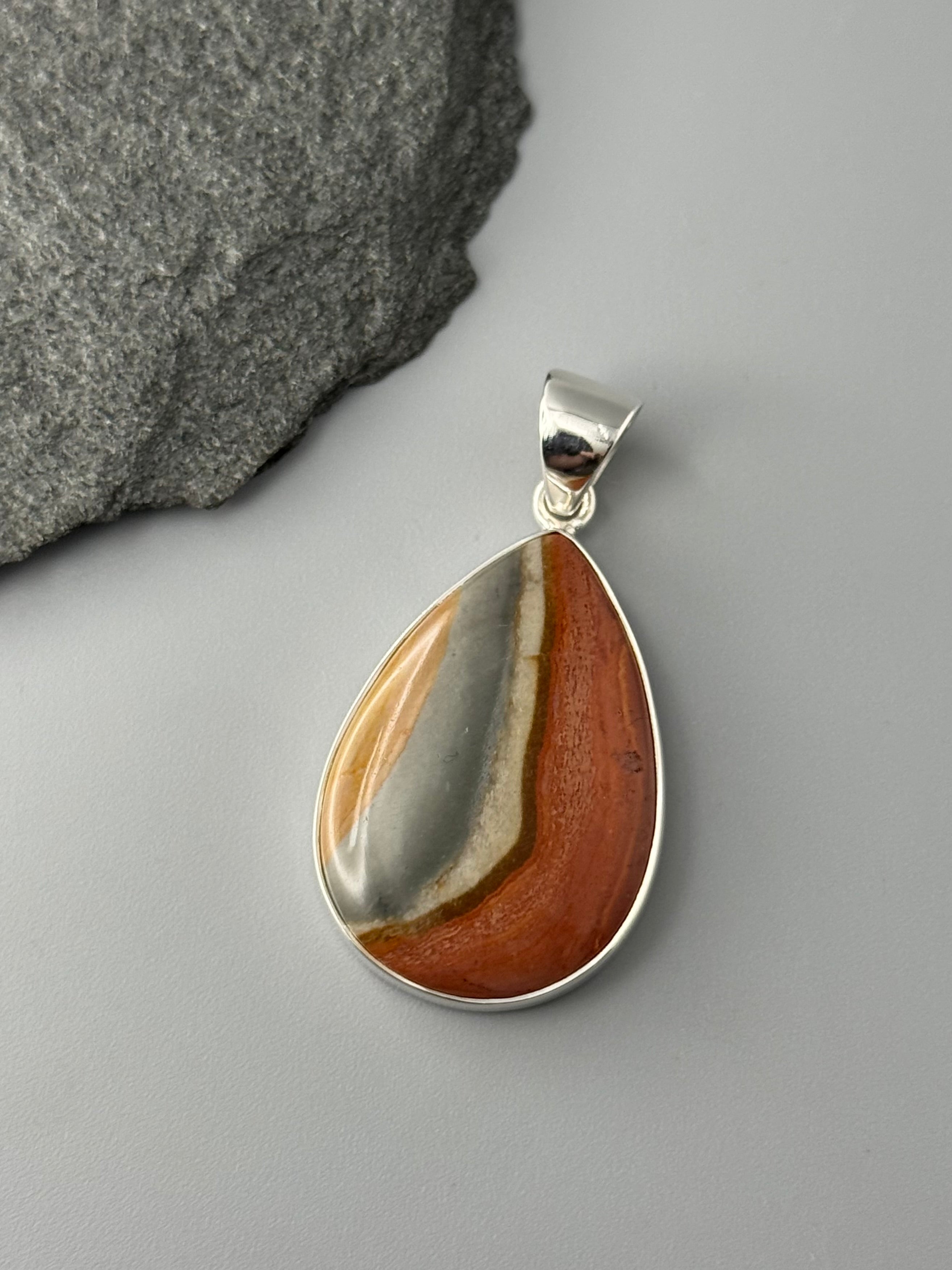 •POLYCHROME JASPER - TEARDROP• sterling silver pendant