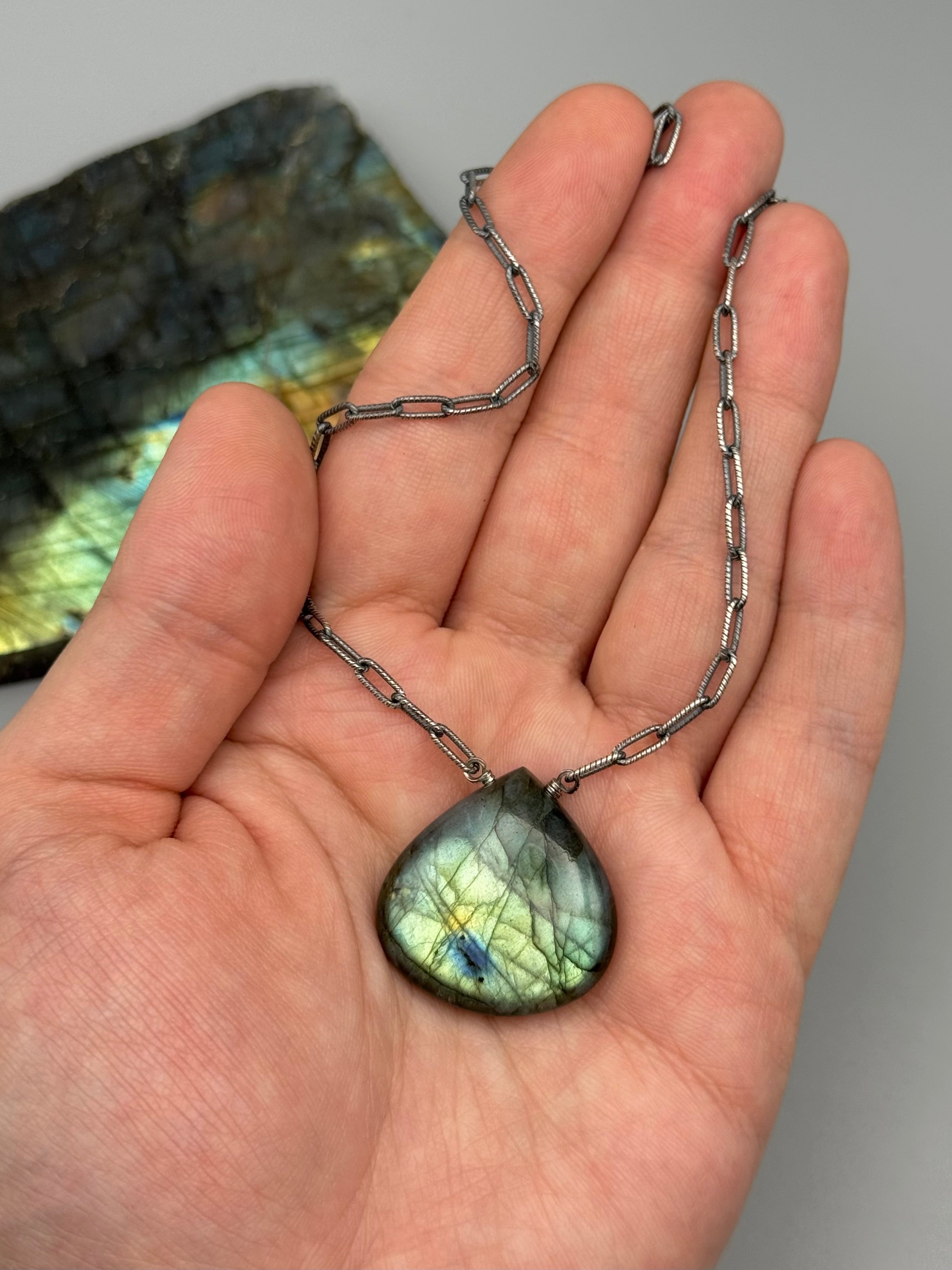 •AEON• labradorite + oxidized silver necklace (18"-20" long)