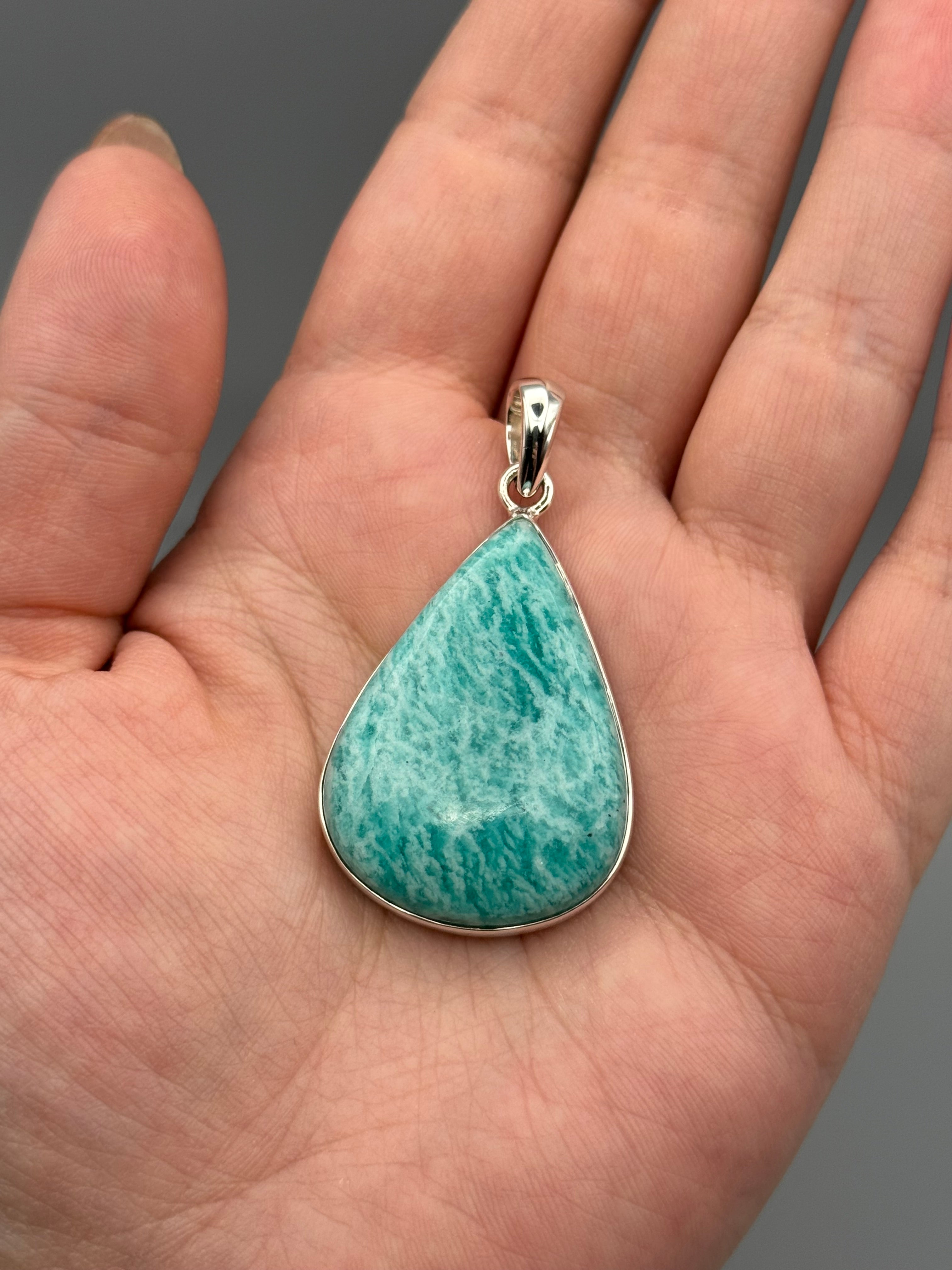 •AMAZONITE - TEAR 2• sterling silver pendant
