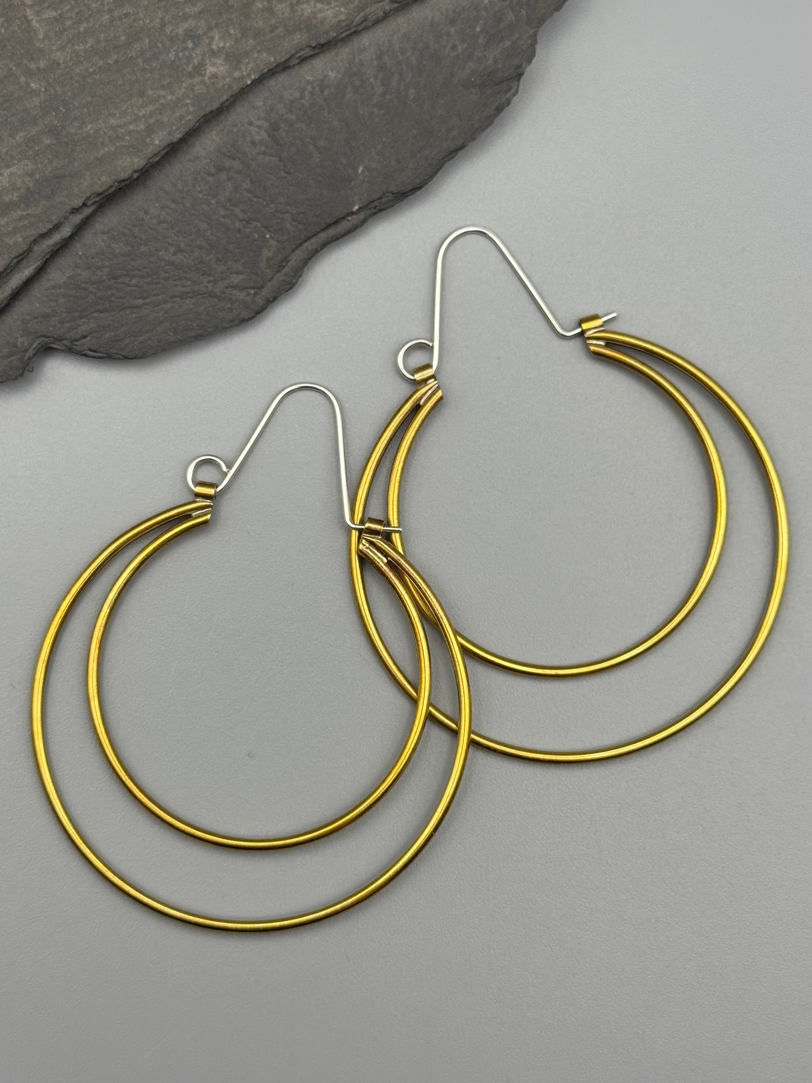•CRESCENT• brass hoop earrings
