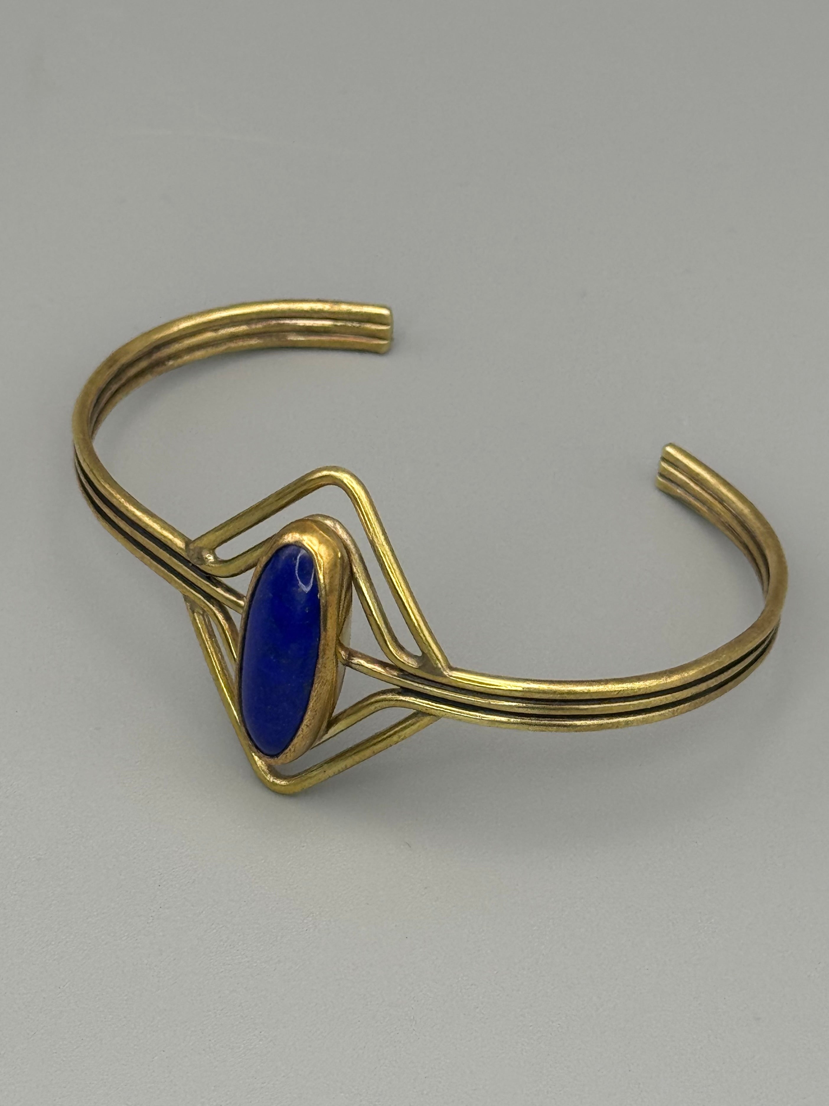•LAPIS LAZULI• brass cuff bracelet
