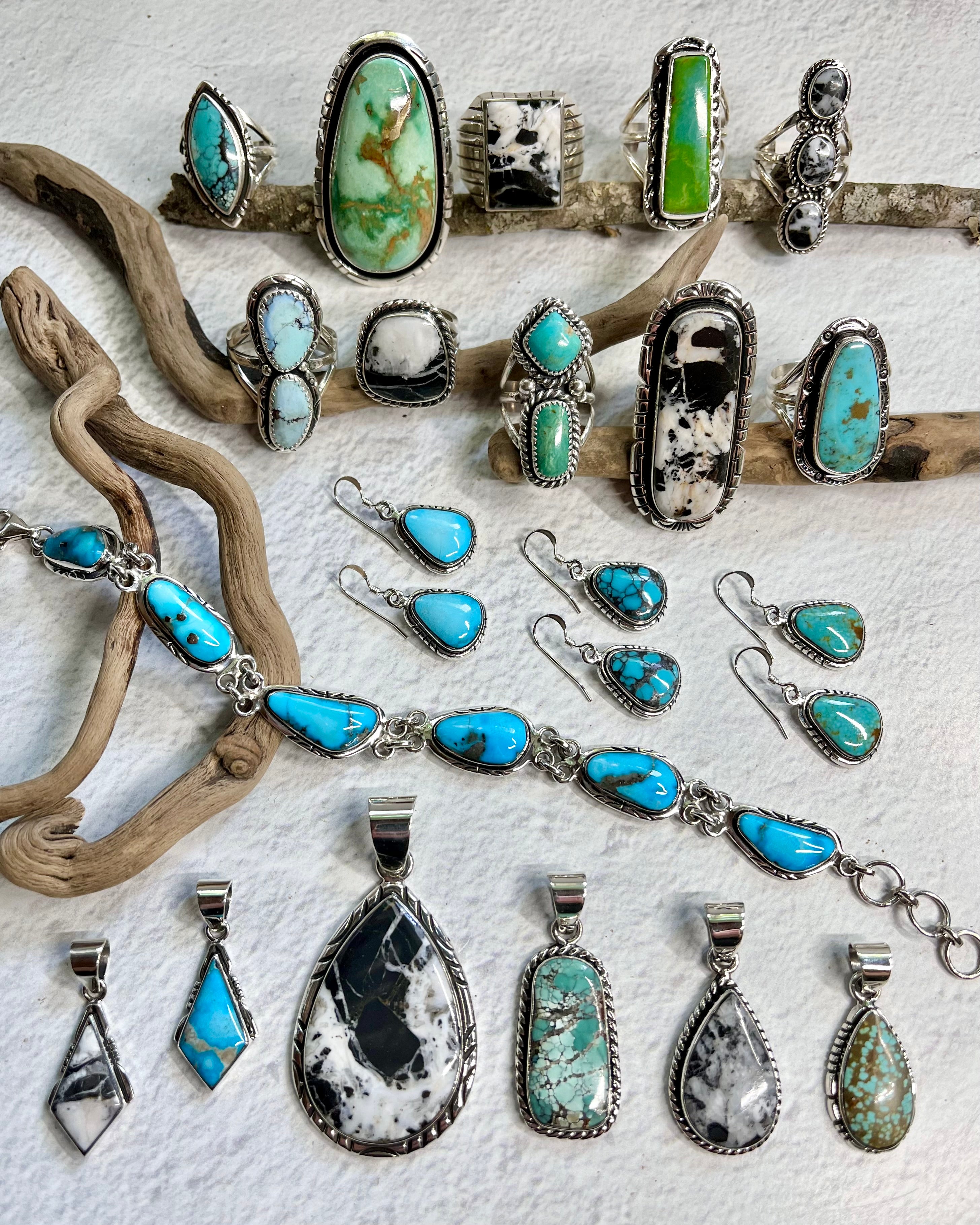 •CHINESE TURQUOISE• Navajo silver dangle earrings