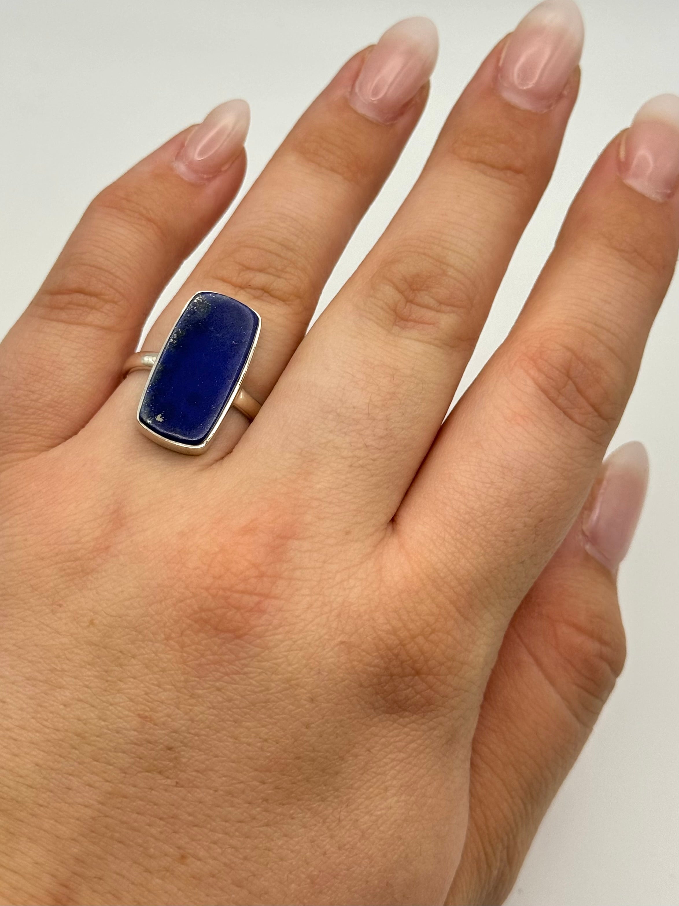 •LAPIS - LARGE SOFT RECTANGLE• silver ring (size 8.25)