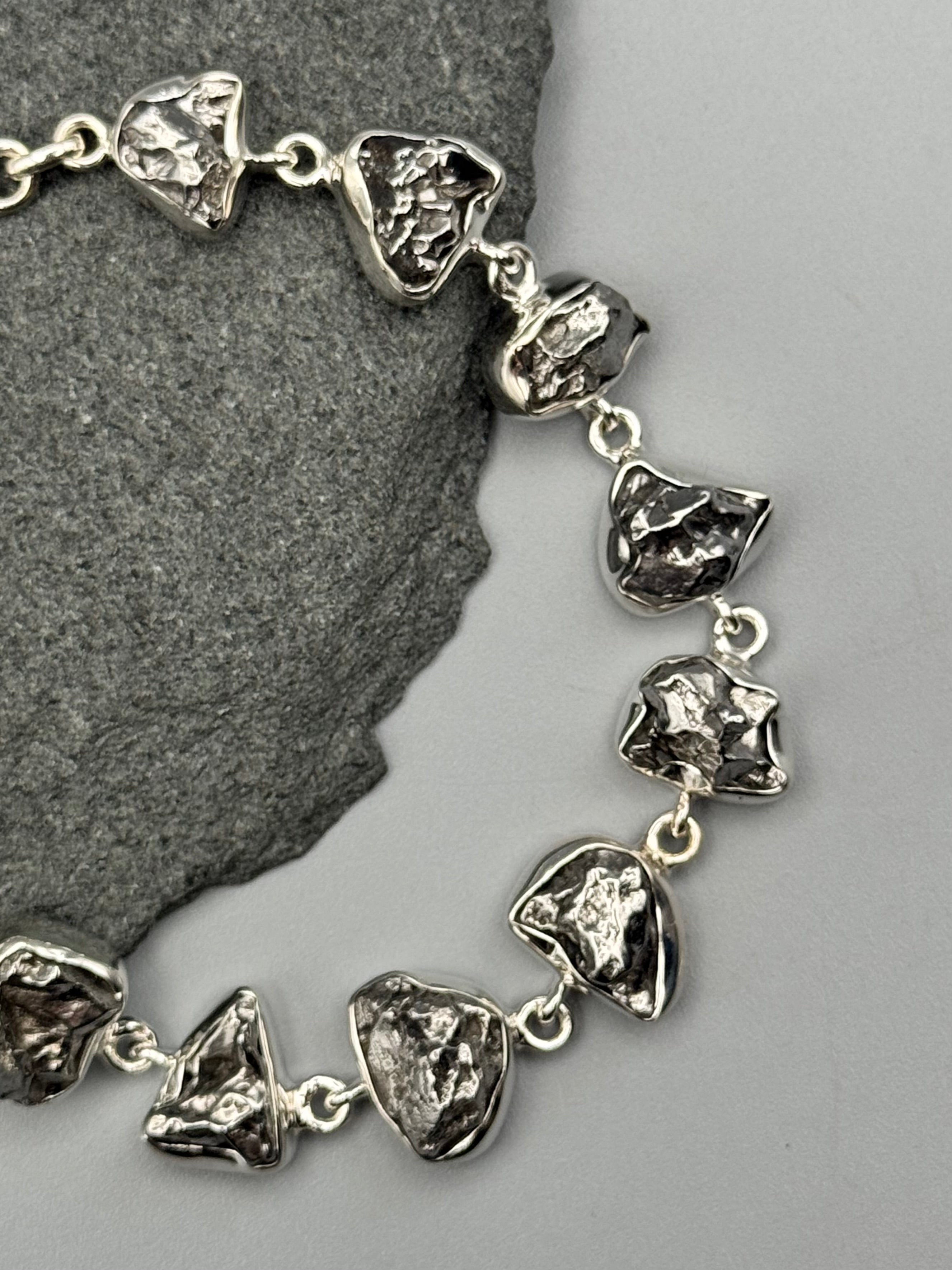 •METEORITE• linked silver bracelet (7.25" - 9")