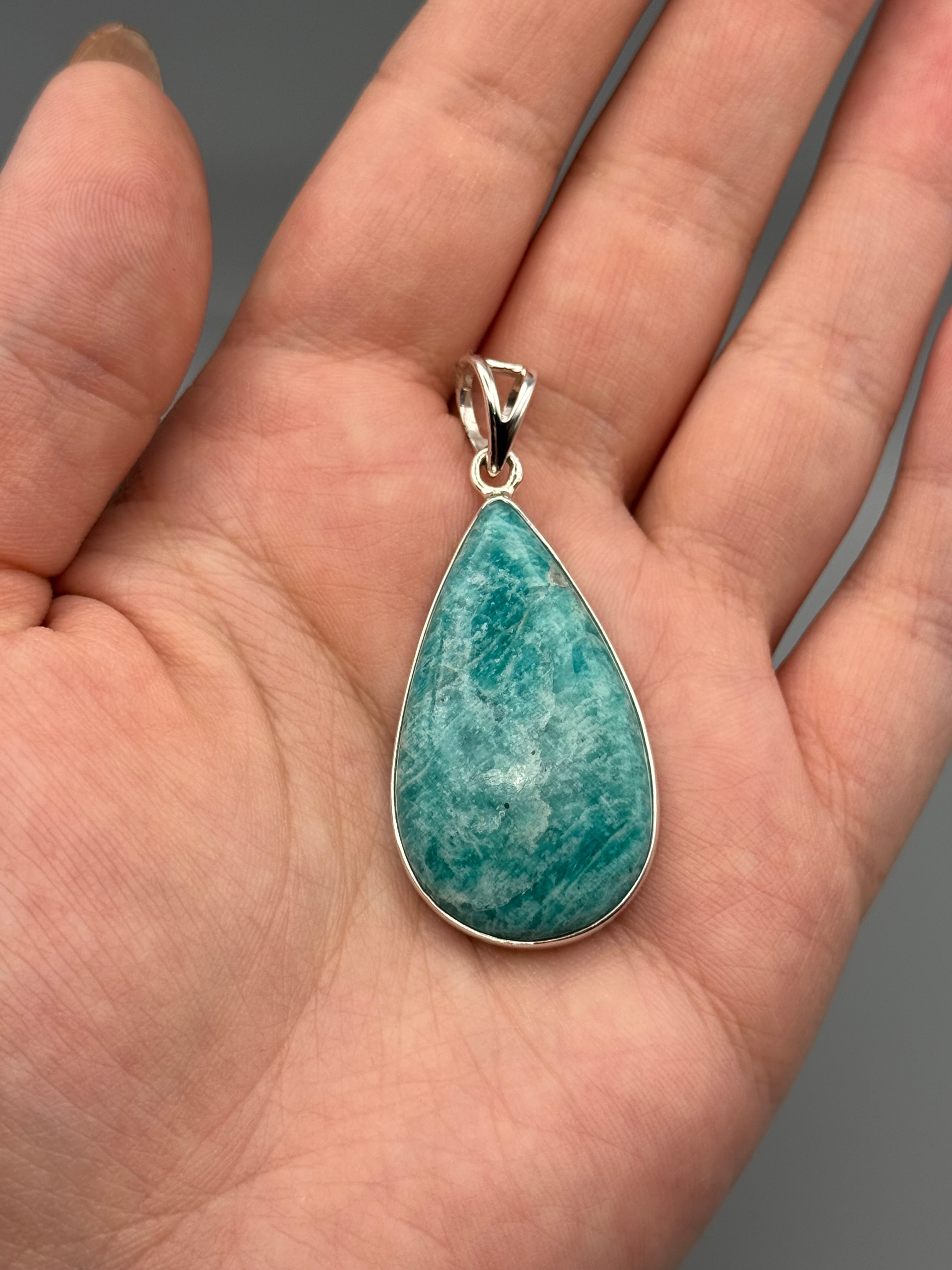 •AMAZONITE - TEAR 1• sterling silver pendant