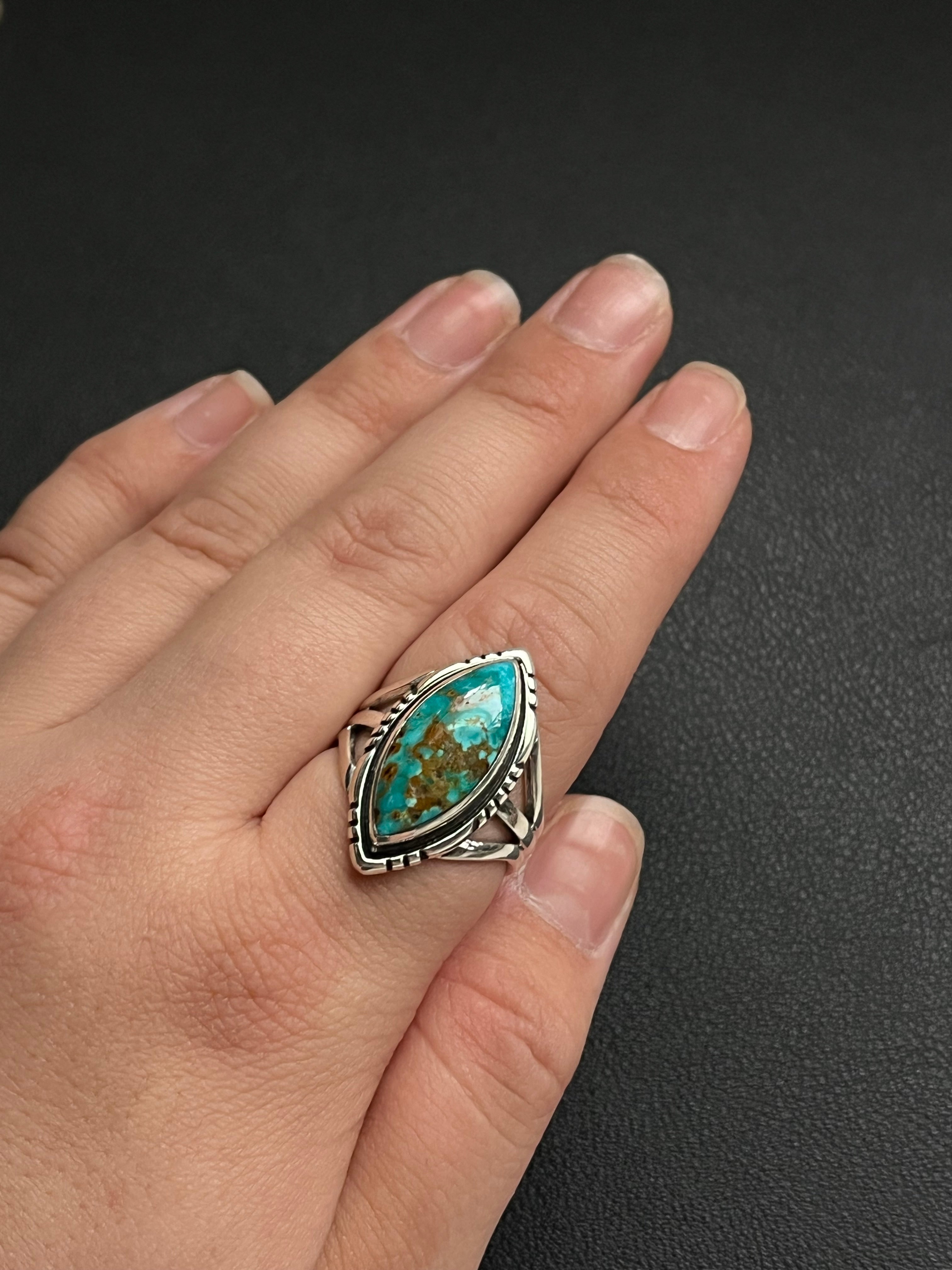 •SONORAN GOLD TURQUOISE• Navajo silver ring - size 9.75