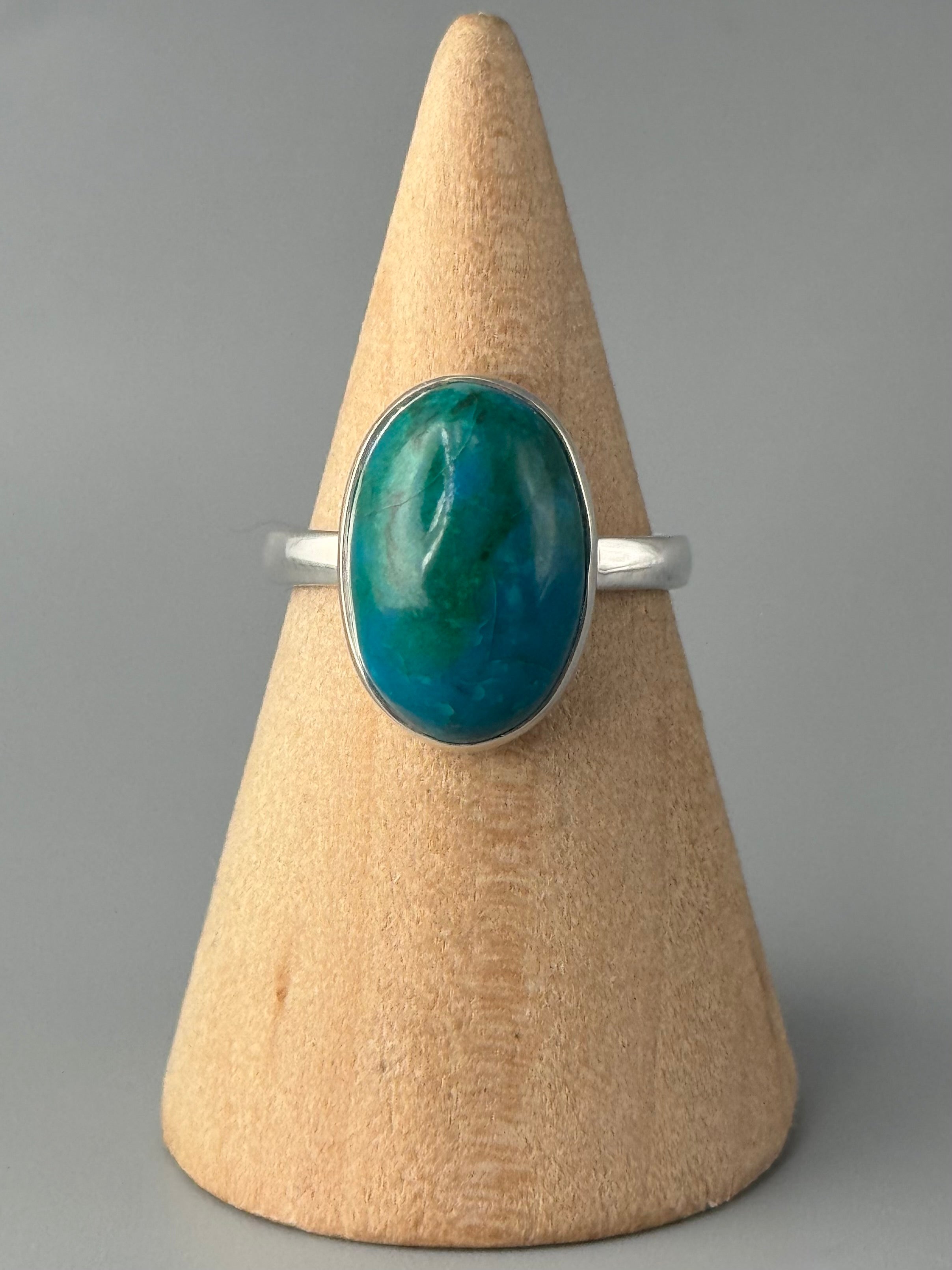 •CHRYSOCOLLA - OVAL• sterling silver ring (size 7)