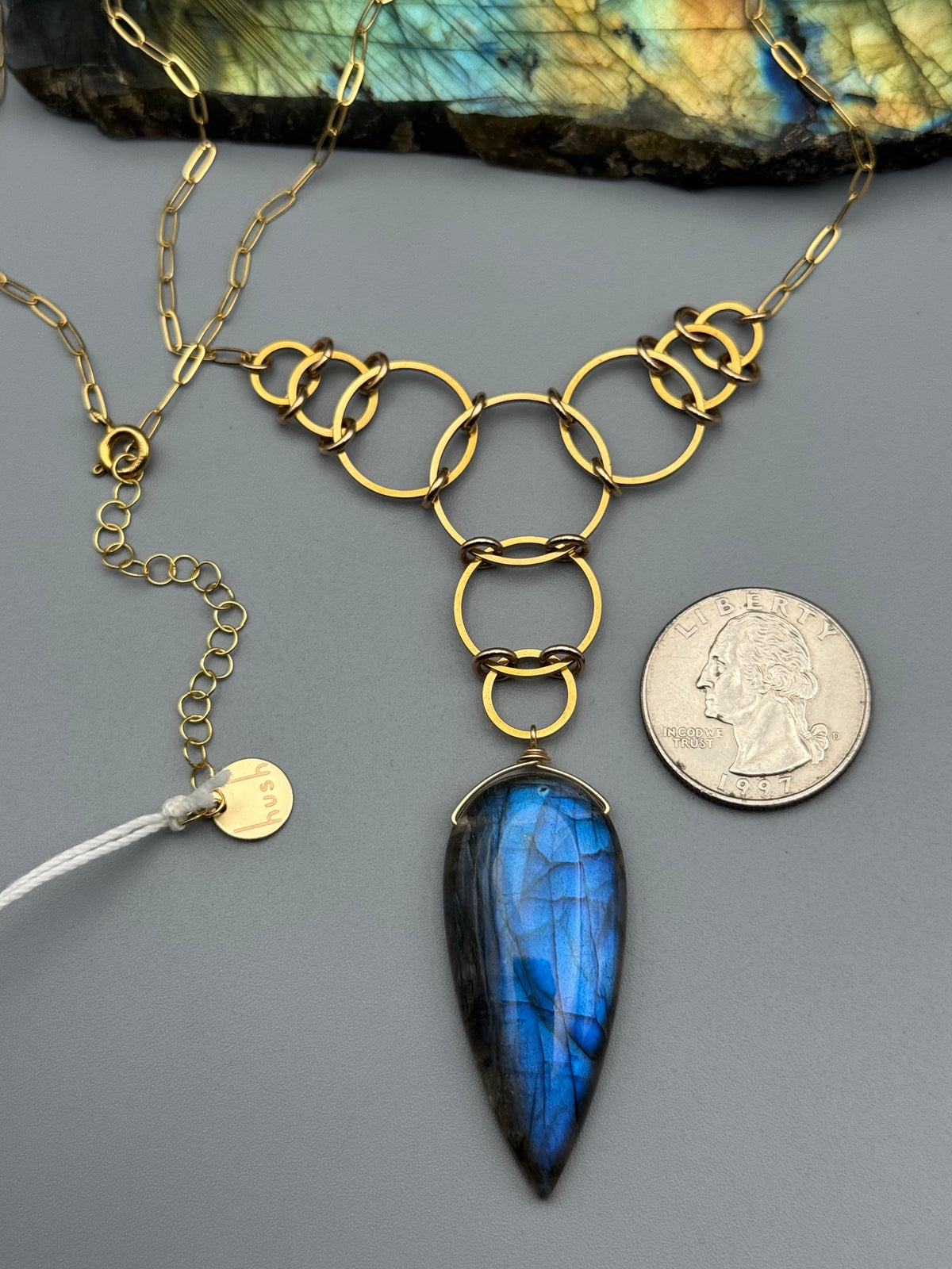 •EOWYN• labradorite spear tear + gold necklace (18"-20" long)