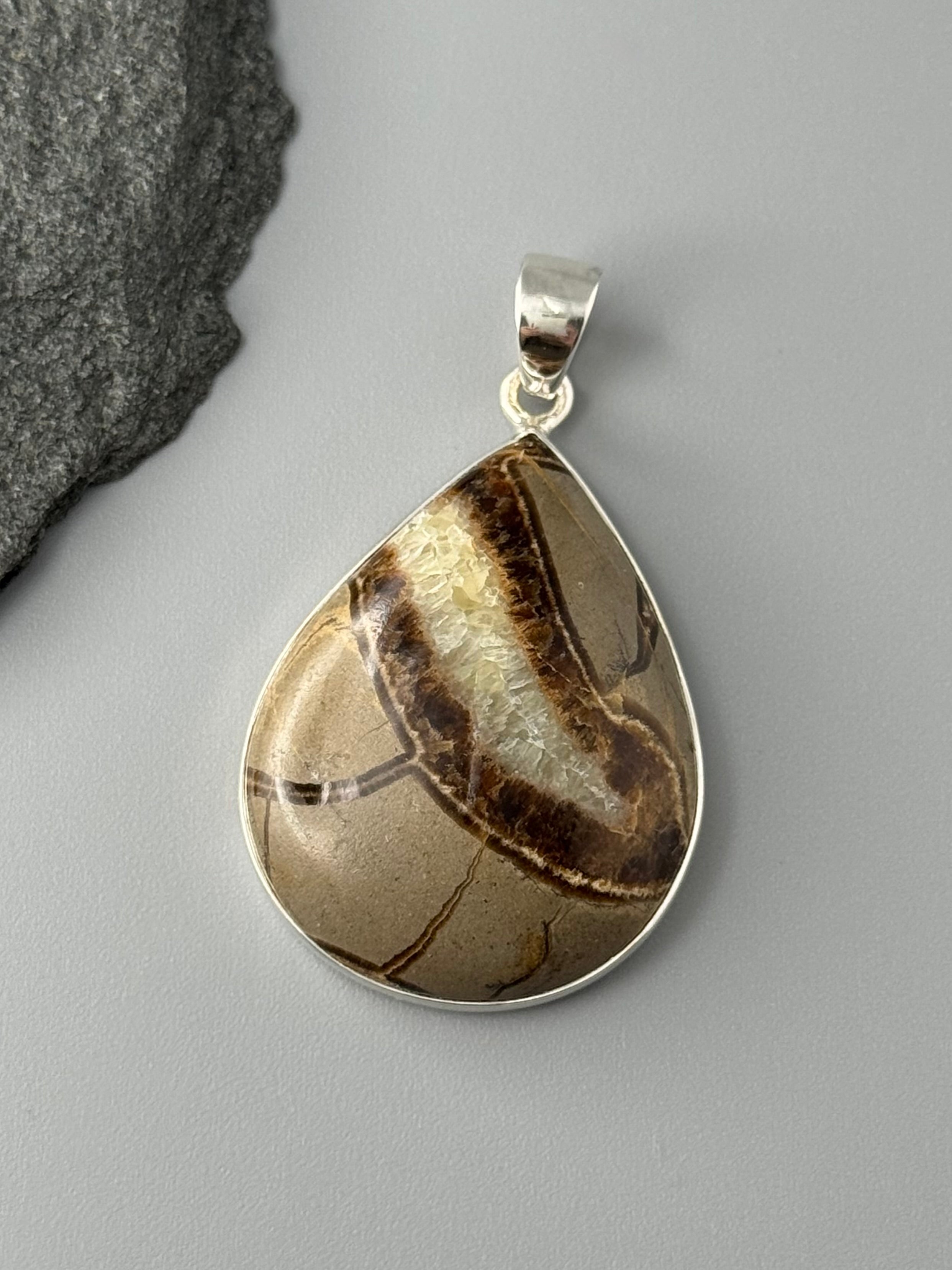 •SEPTARIAN NODULE - TEARDROP• sterling silver pendant