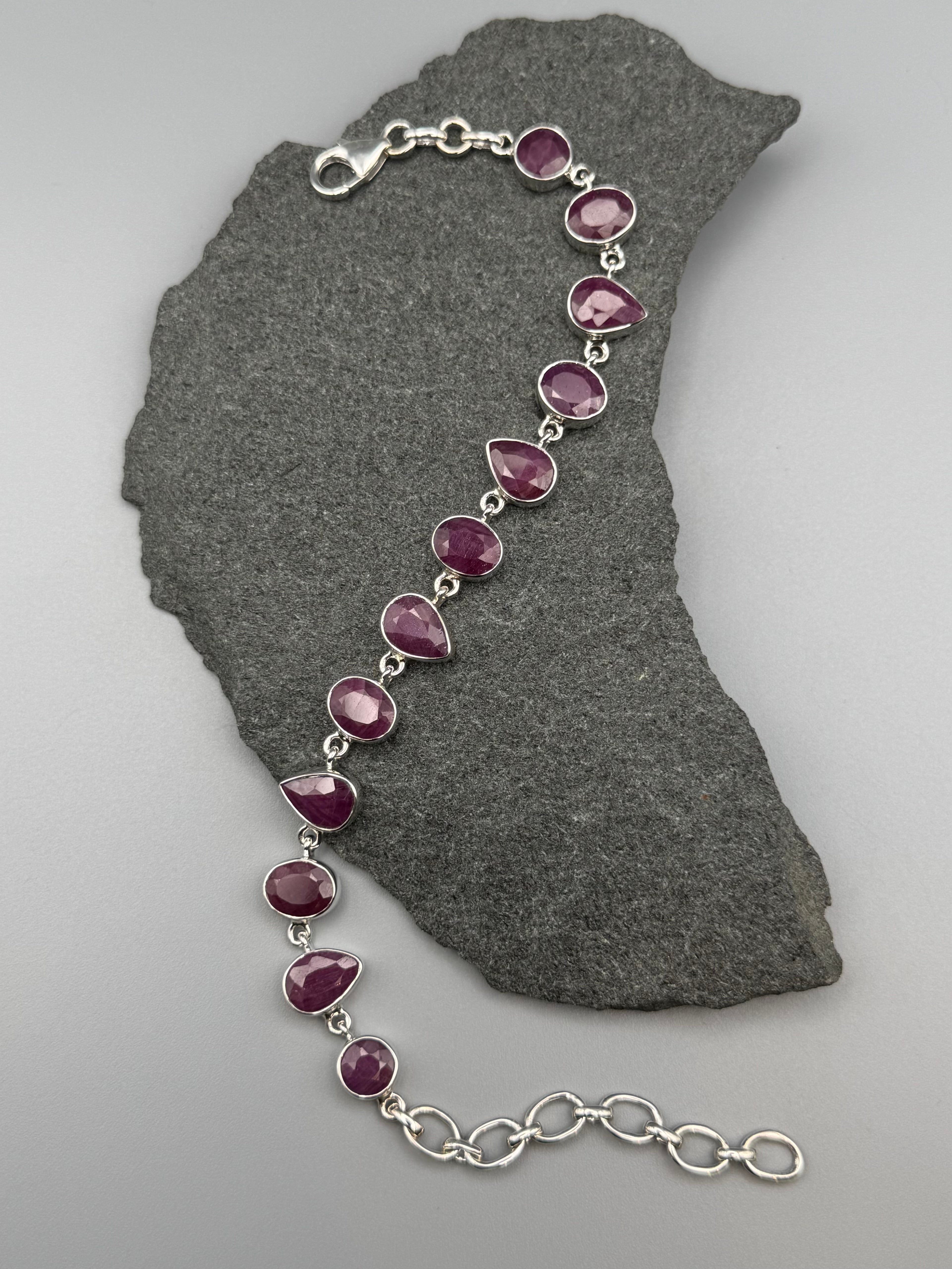 •RUBY - GEO MIX• linked silver bracelet (7.25" - 9")