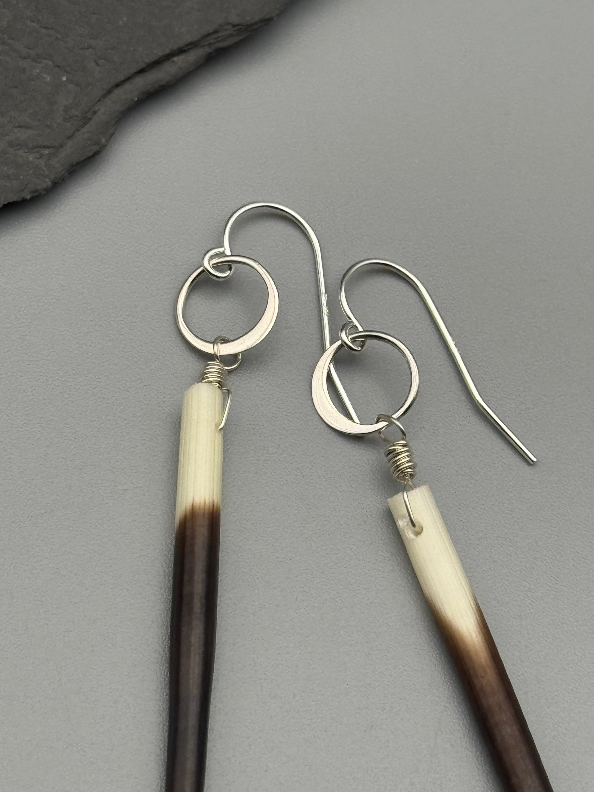 •LIL' ECLIPSE• porcupine quill + silver earrings