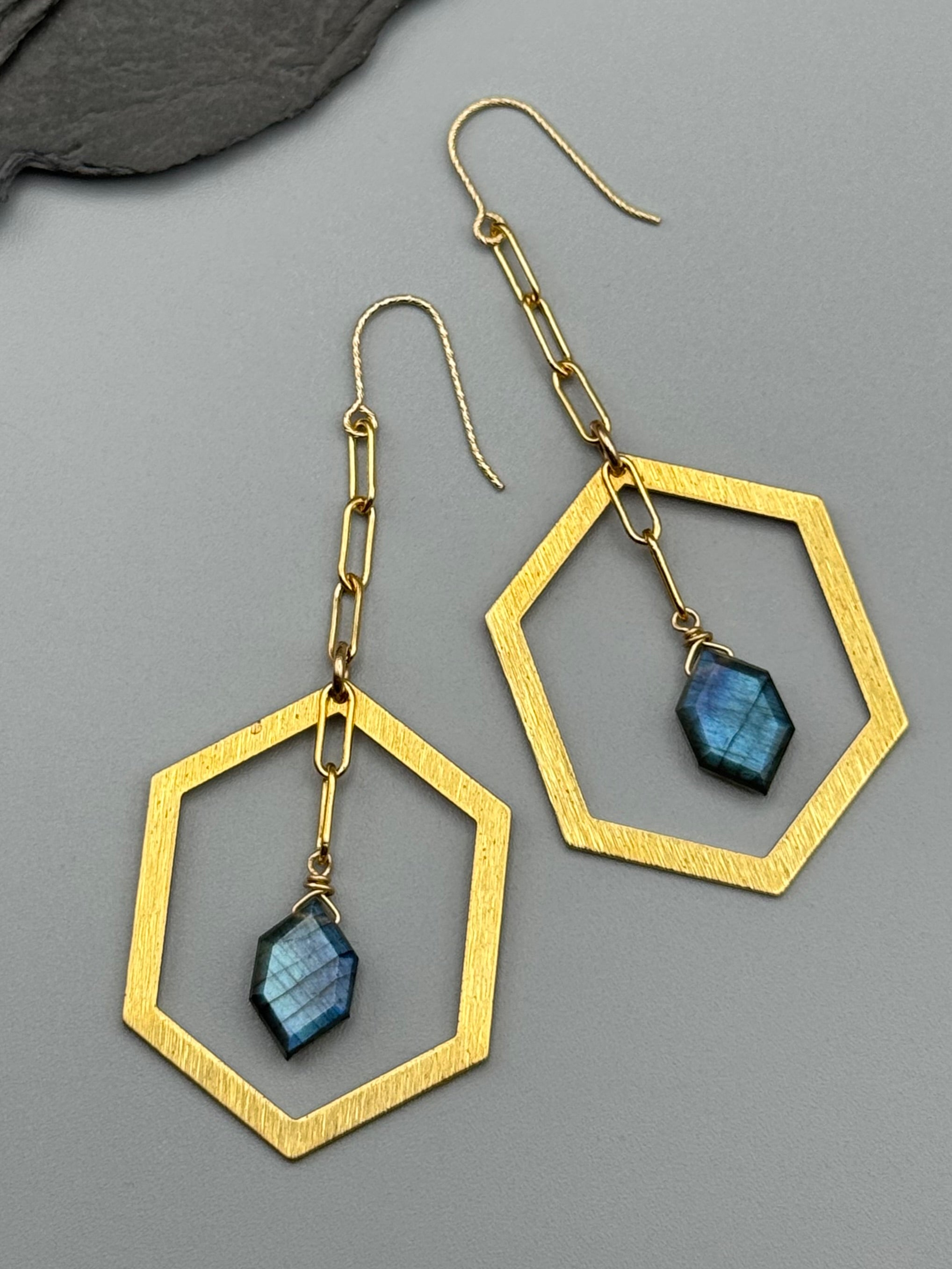 •HEX DANCER• labradorite + gold earrings
