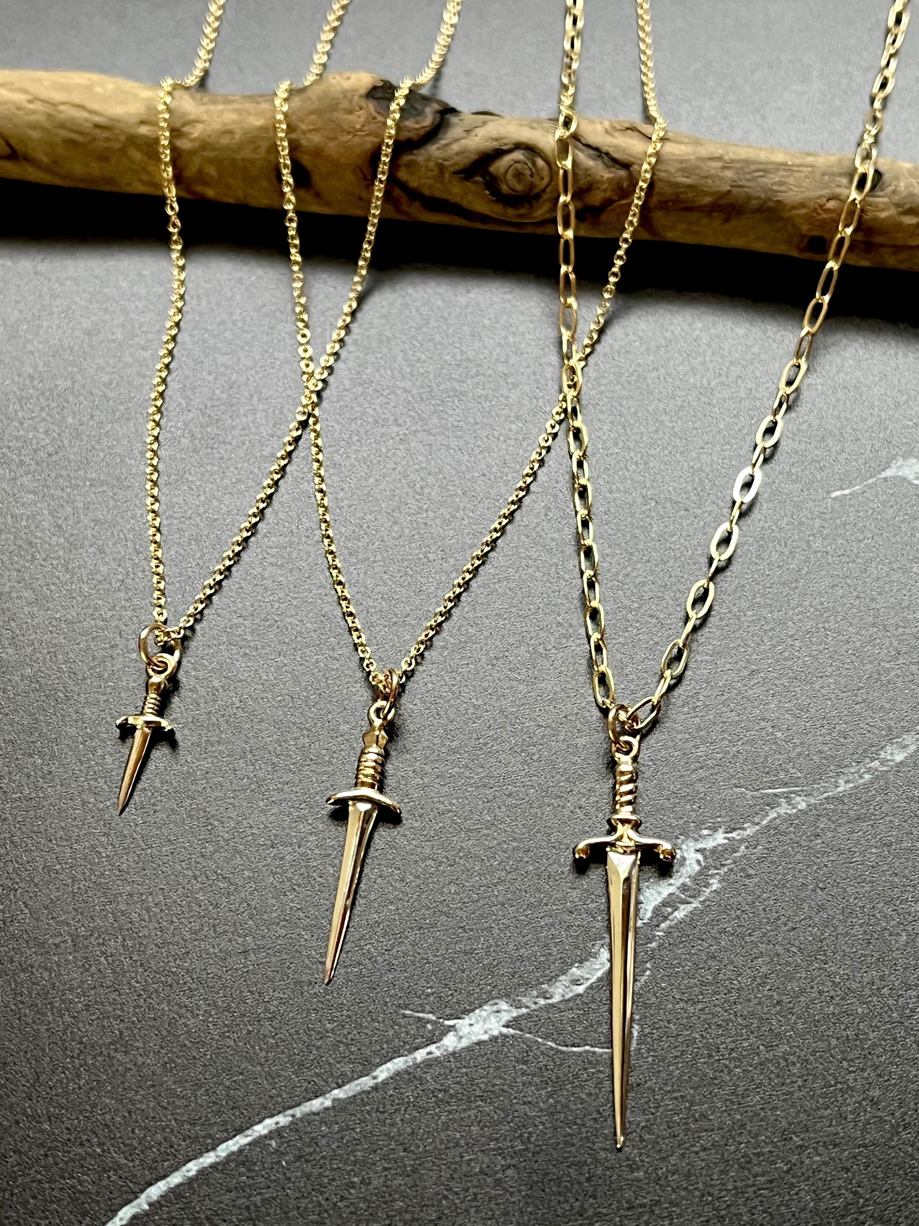 •BIG DAGGER•  mixed metal necklace