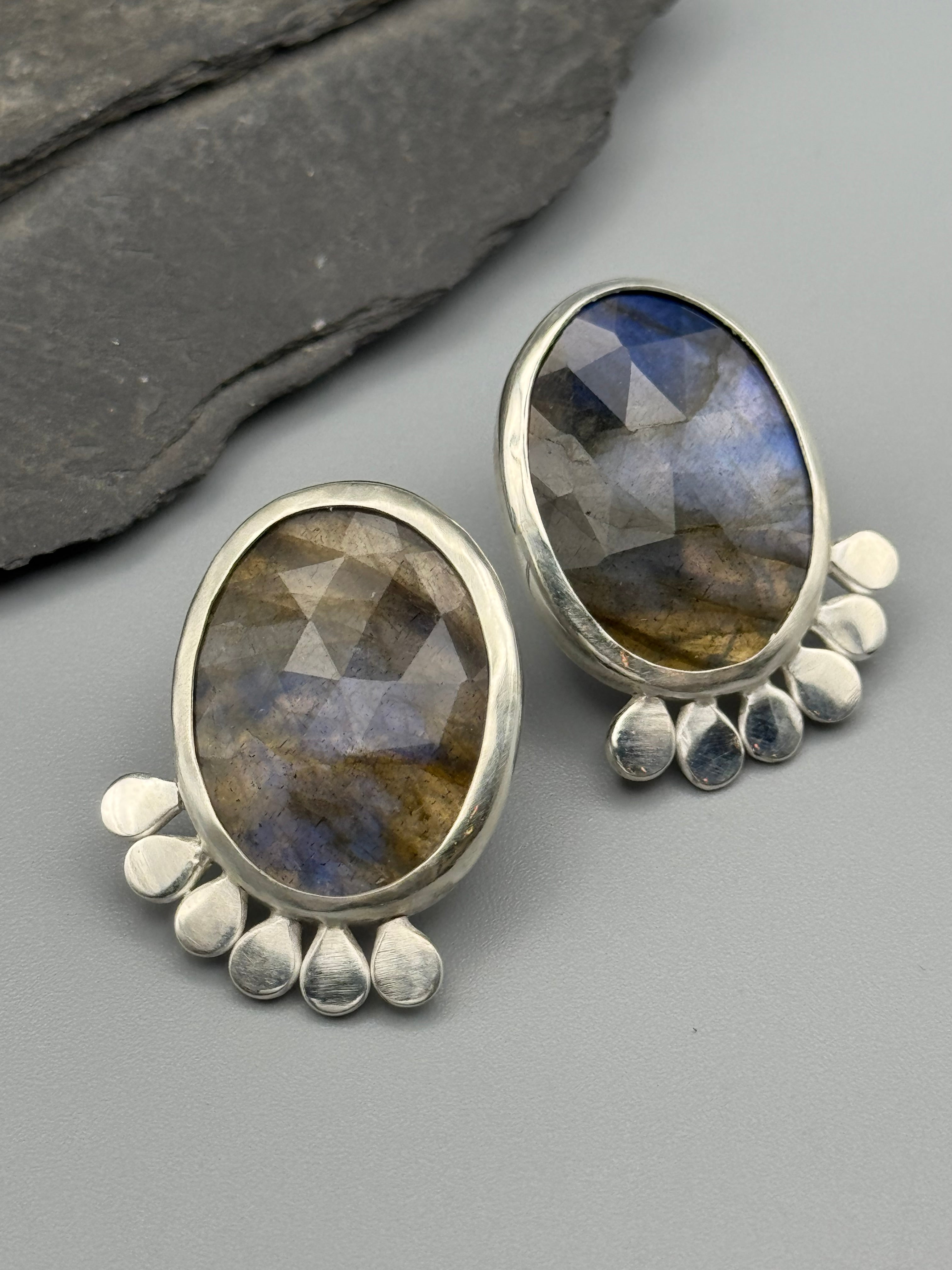 •POLLINATOR• labradorite + silver post earrings
