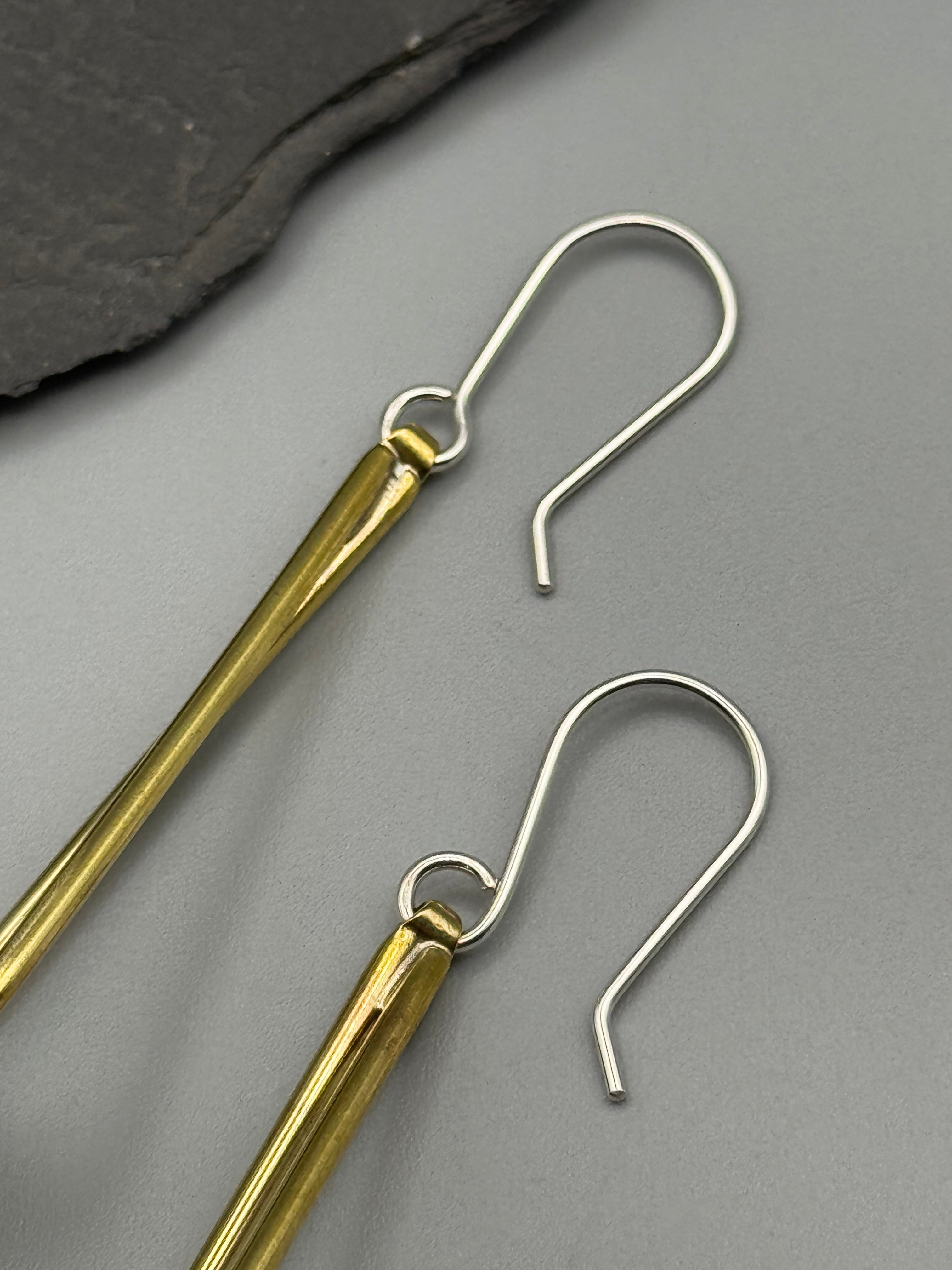 •RAIN DRUM• mixed metal dangle earrings