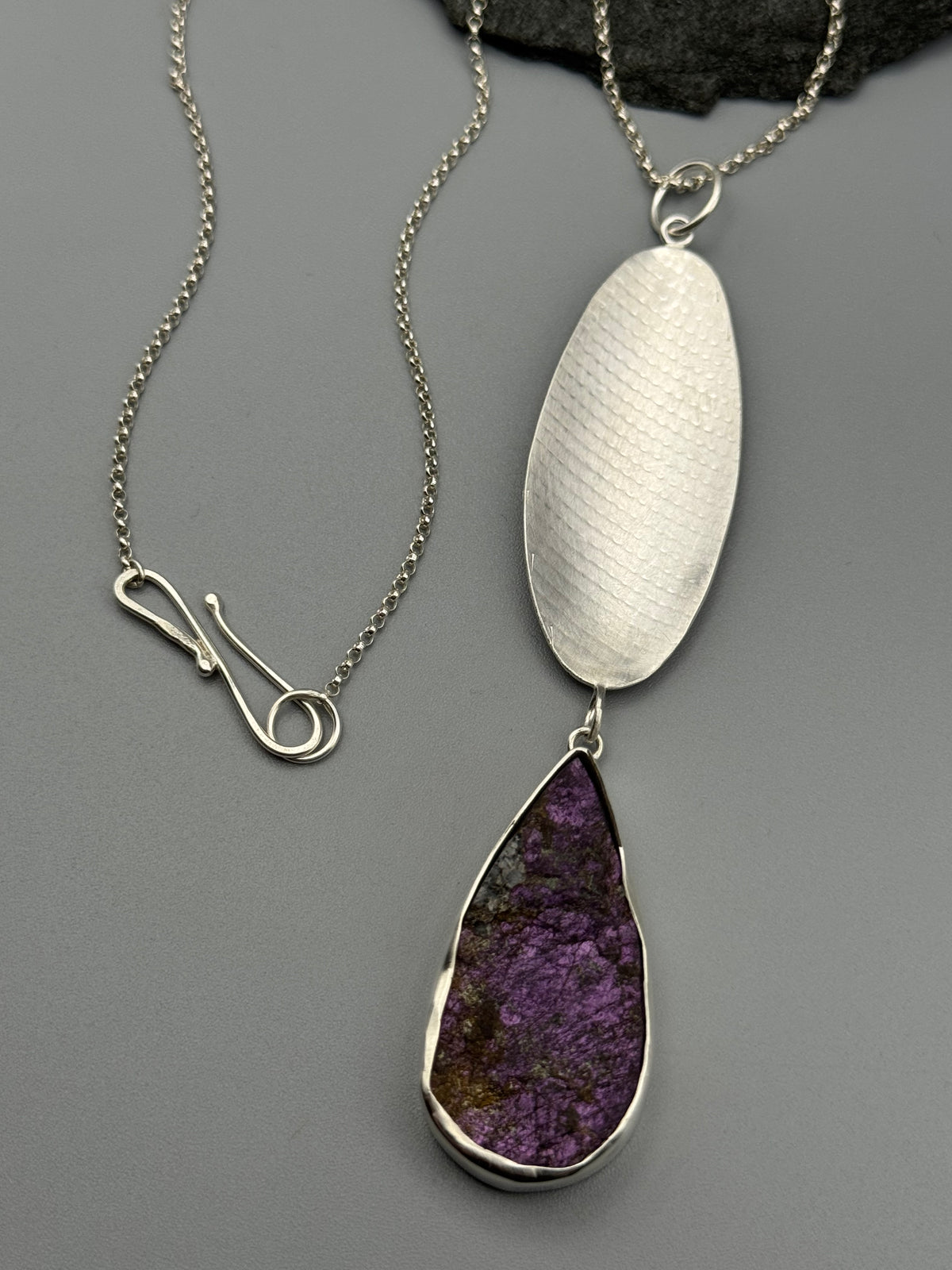 •GROVE• purpurite + silver necklace (24" long)