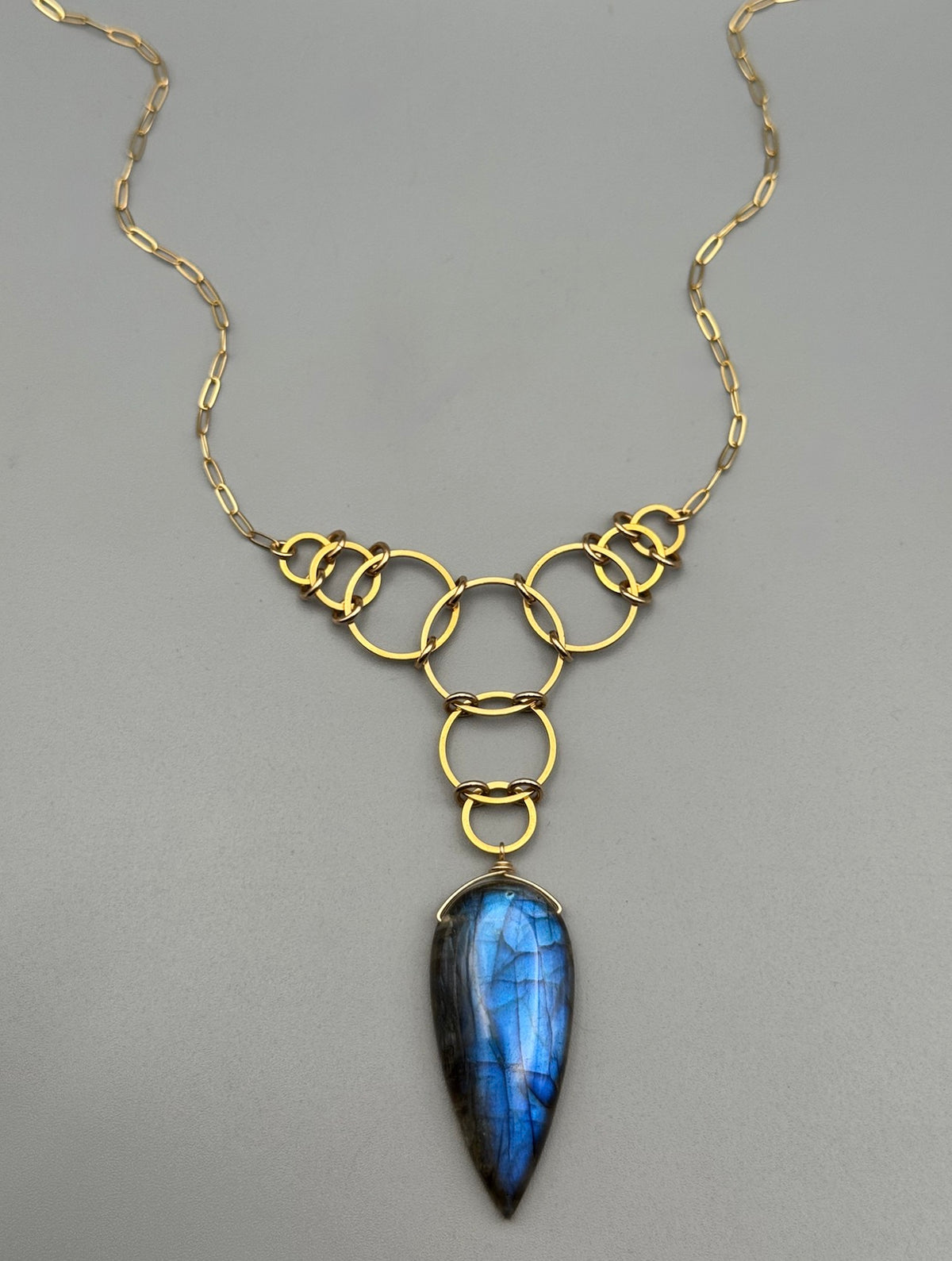 •EOWYN• labradorite spear tear + gold necklace (18"-20" long)