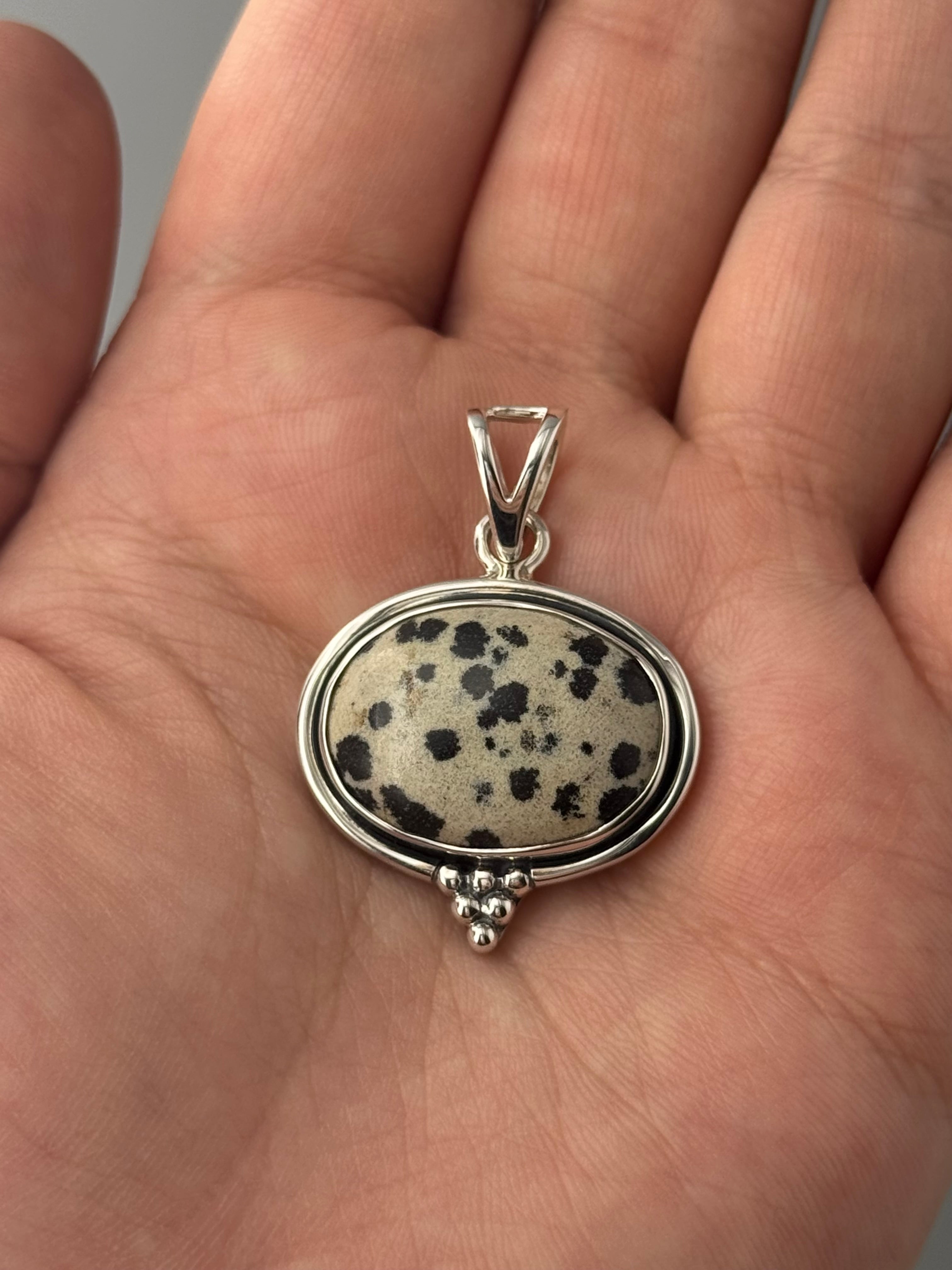 •DALMATIAN JASPER - OVAL• sterling silver pendant