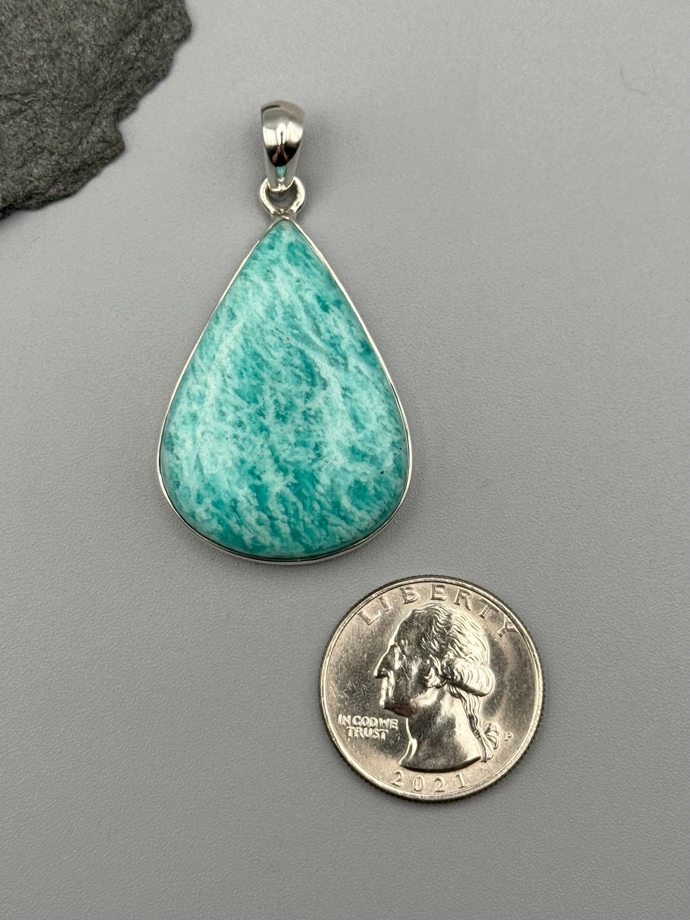 •AMAZONITE - TEAR 2• sterling silver pendant